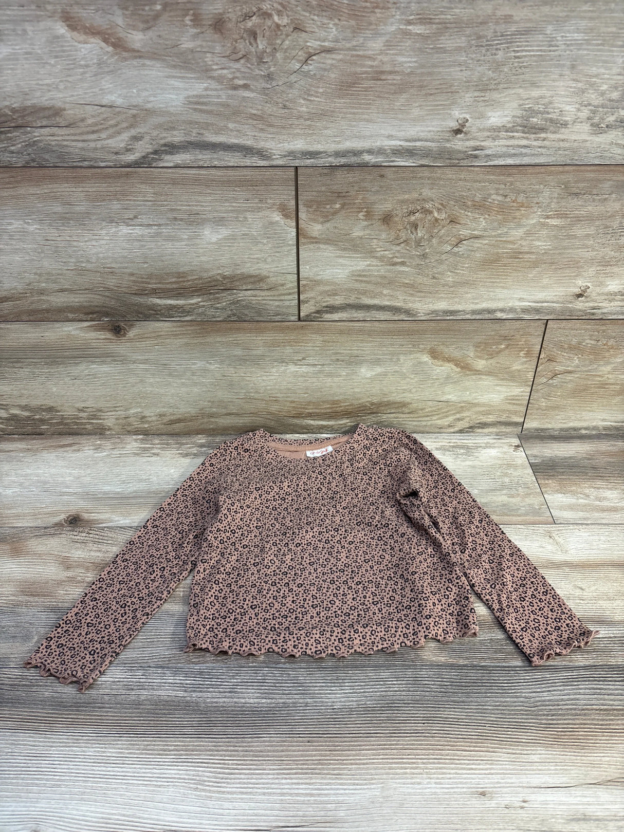 Cat & Jack Ribbed Long Sleeve Leopard Shirt Brown sz 4T