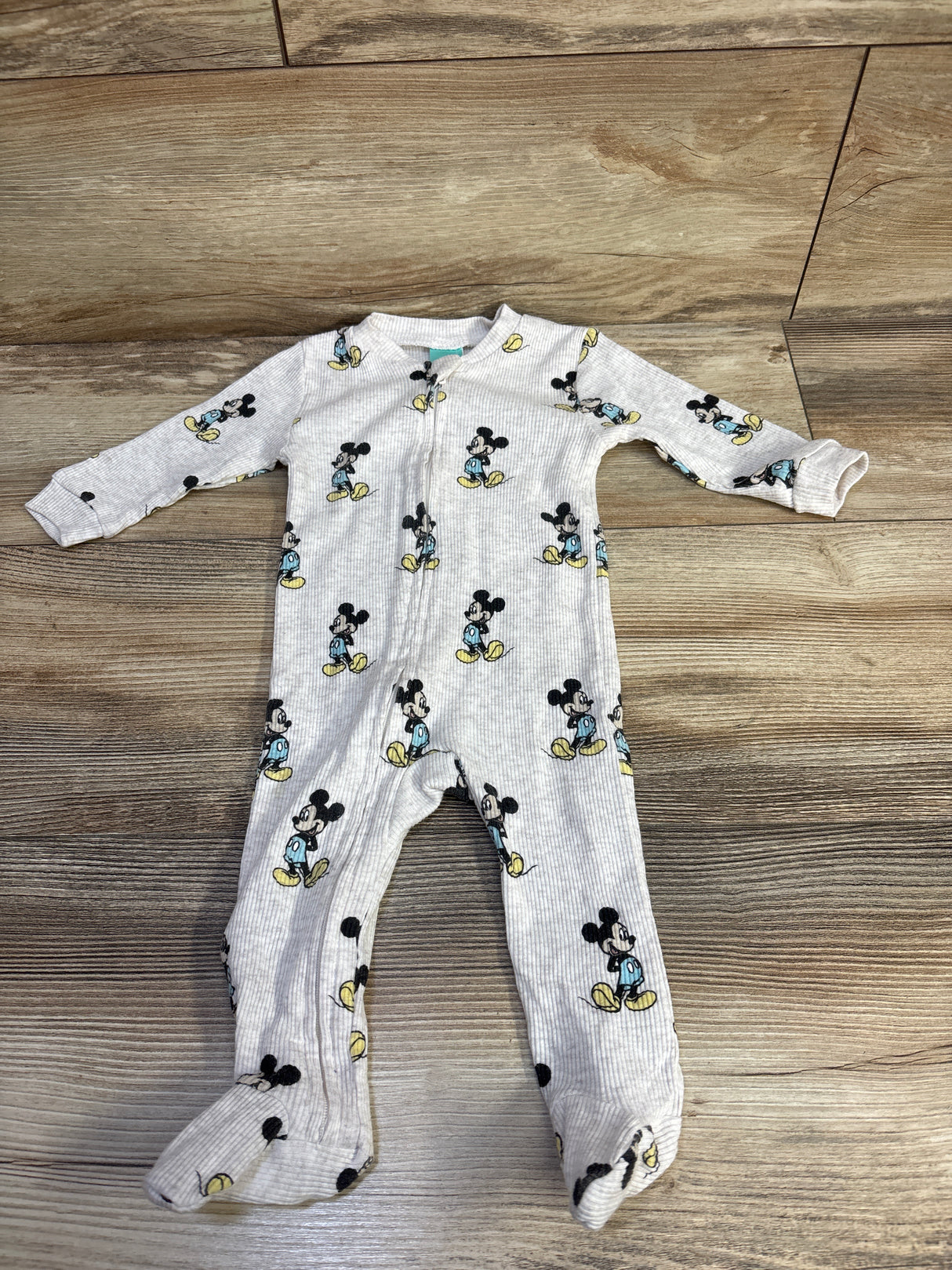 Disney Baby Ribbed Mickey Mouse Ribbed Sleeper Oatmeal sz 3-6m