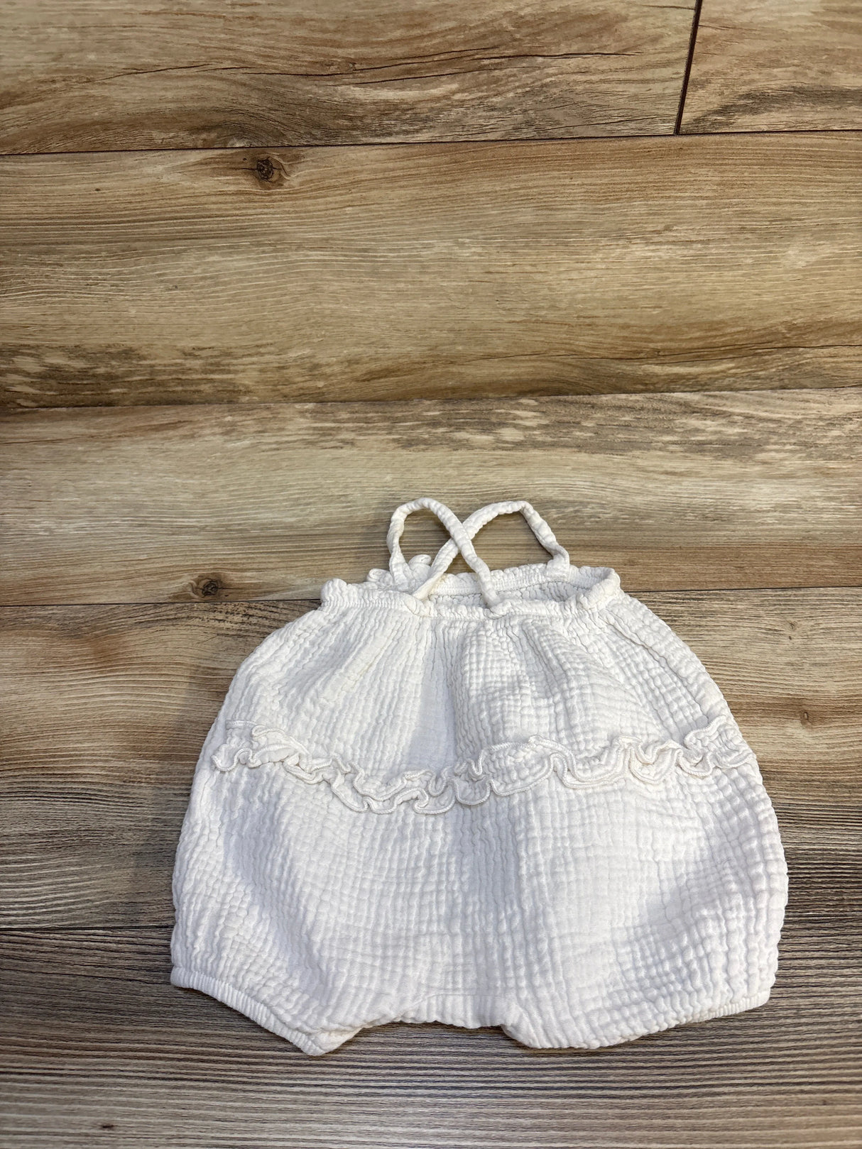 Emily & Oliver Gauze Shortie Romper White sz 0-3m