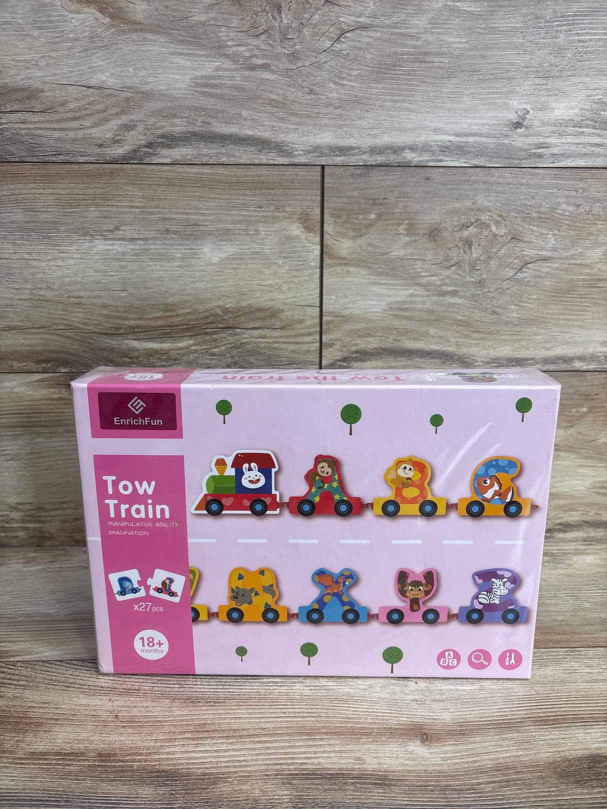 NEW EnrichFun Tow the Train Wooden Alphabet Train Set - 27pc