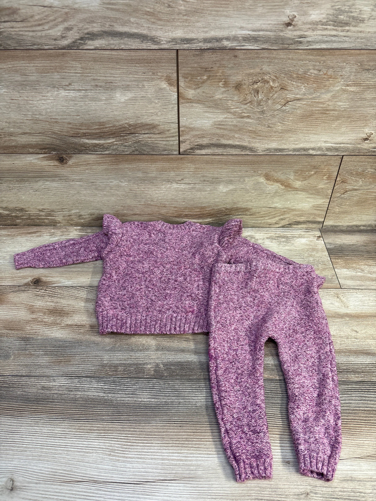 Old Navy 2pc Cable Knit Ruffle Sweater & Pants Set Purple sz 6-12m