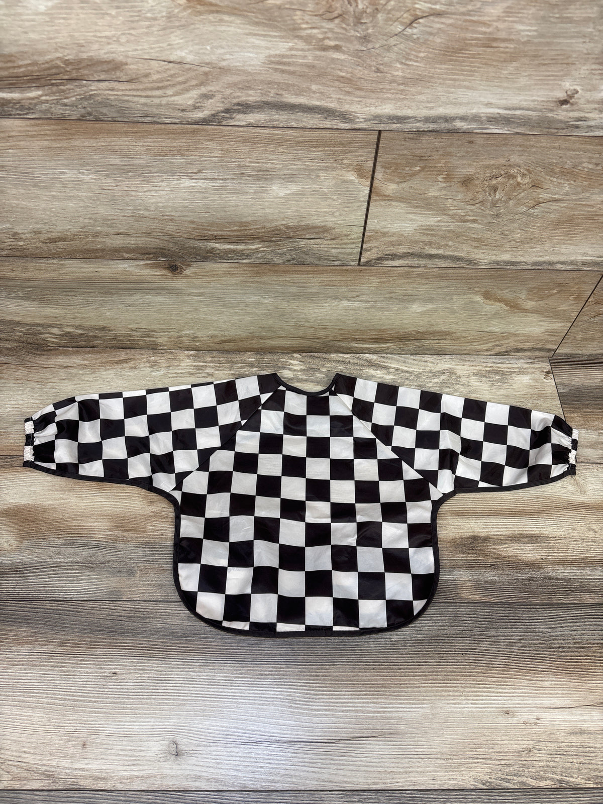 Tiny Twinkle Mess Proof/Waterproof Long Sleeve Bib Checkered Black sz 6-24m