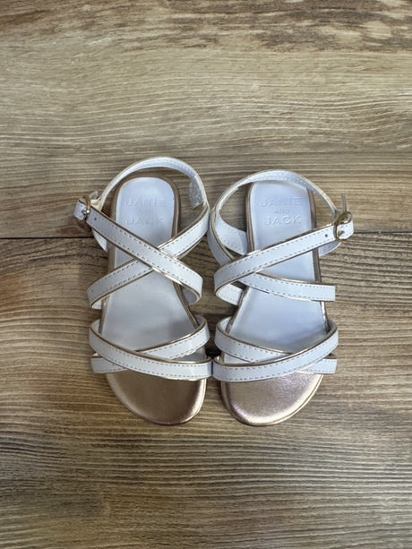 Janie & Jack Metallic Trim Strap Sandal White sz 7c - Me n Mommy To Be