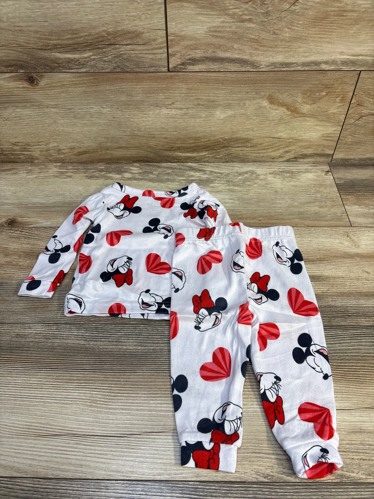 Disney Mickey & Minnie Mouse Heart Pajama Set White sz 12m