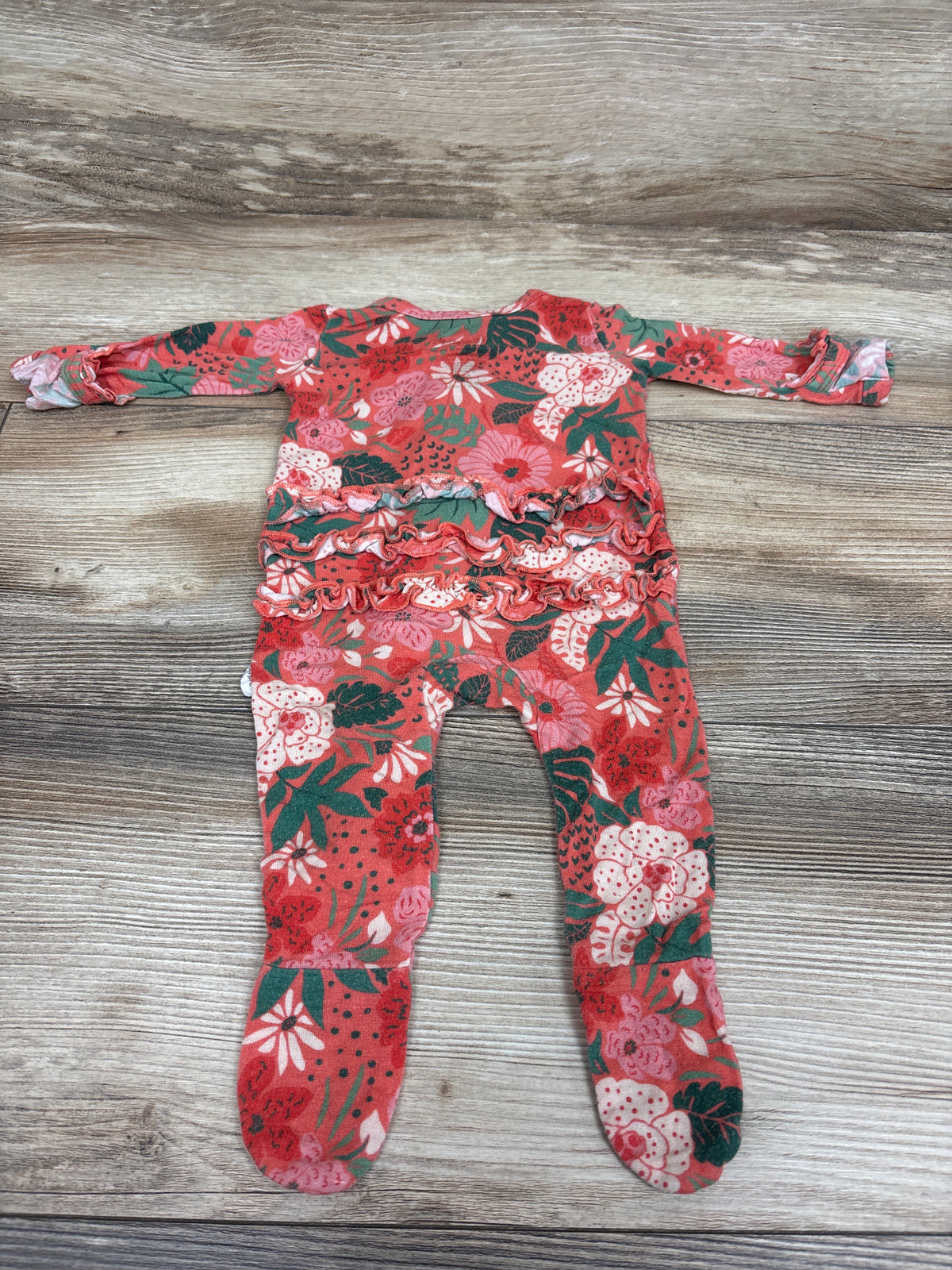Gigi & Max Bamboo Ruffle Floral Sleeper Red sz Newborn