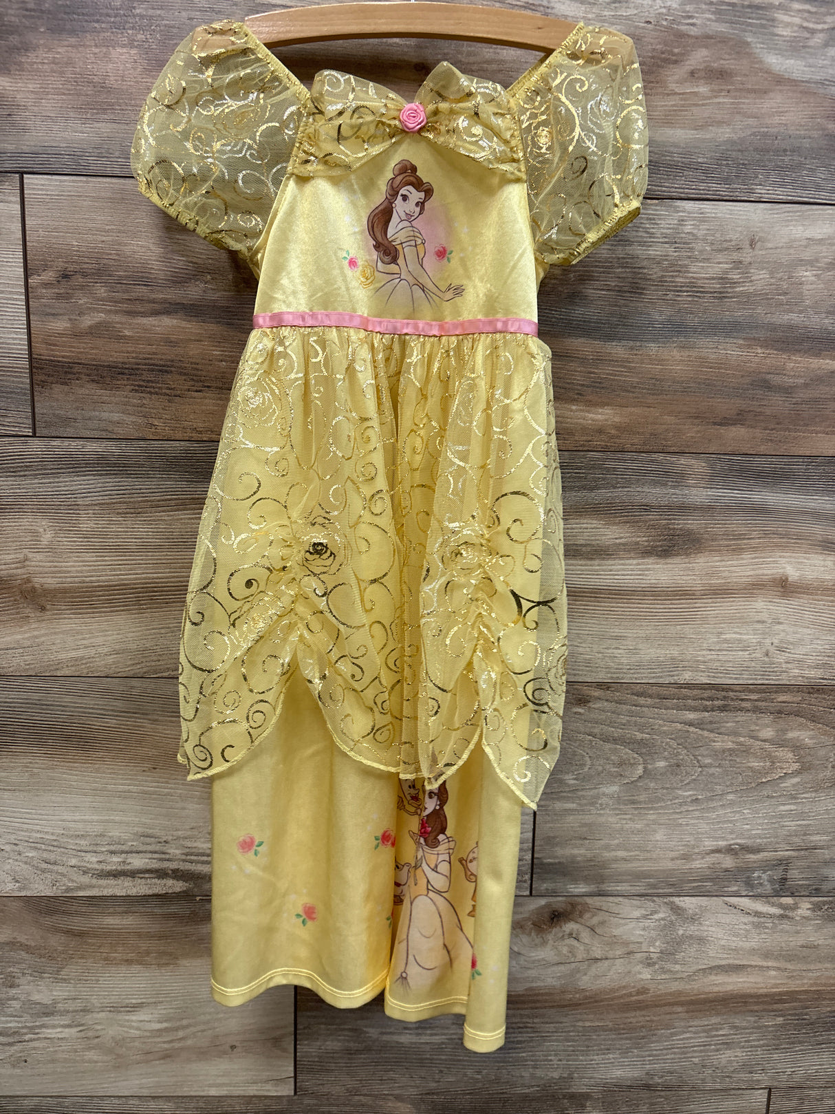 Disney Princess Beauty and The Beast Fantasy Nightgown Yellow sz 4T