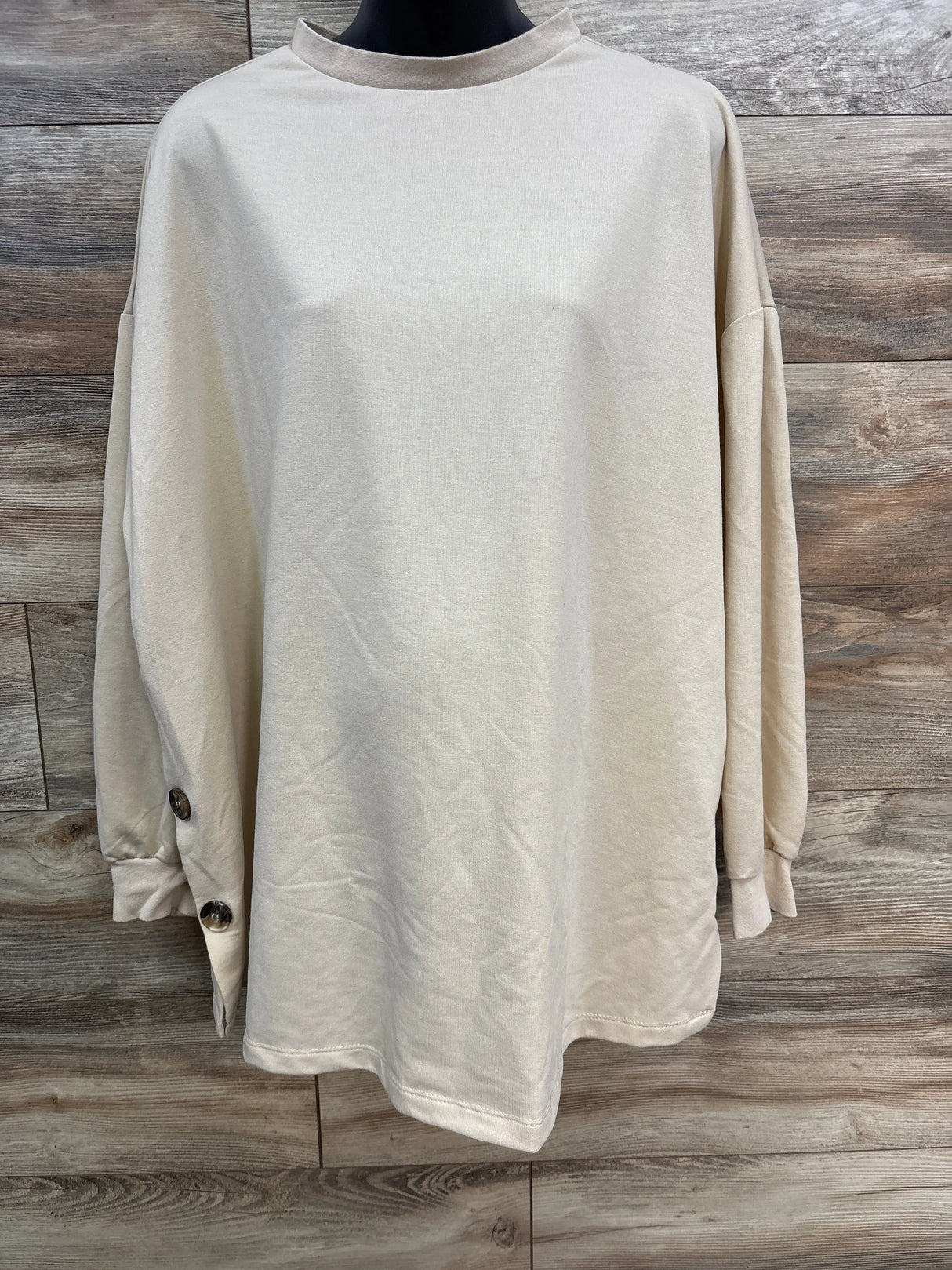 Boohoo Maternity Side Button Nursing Shirt Tan sz Large