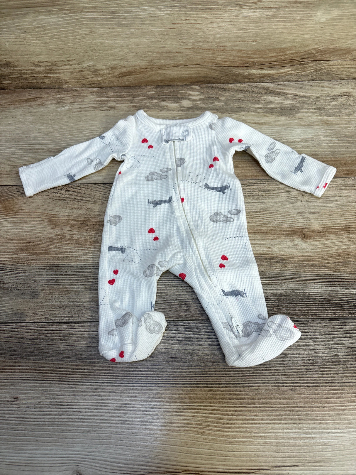 Child Of Mine Waffle Knit Valentines Sleeper White sz Preemie