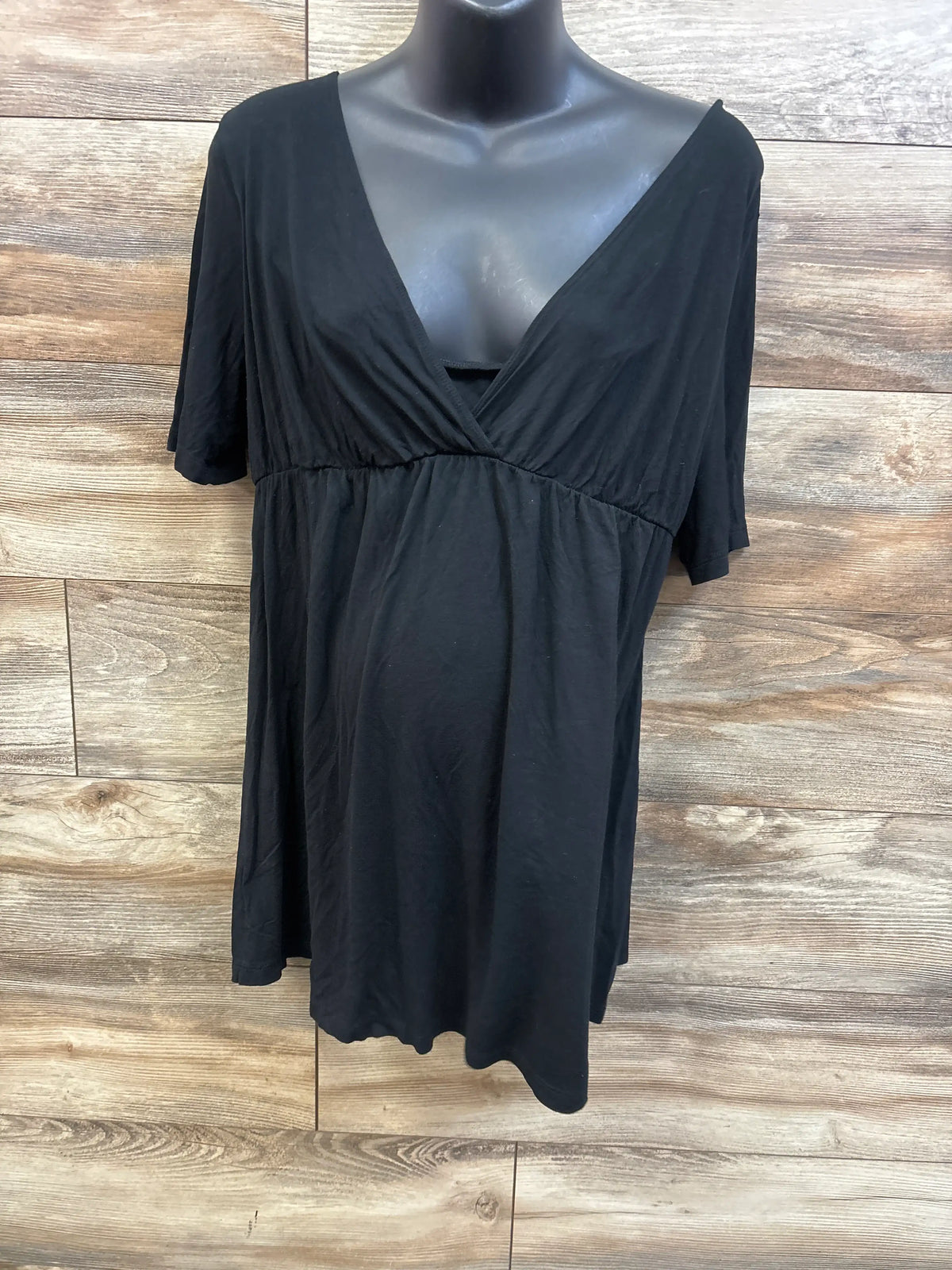 Isabel Maternity Short Sleeve Blouse Black sz XL