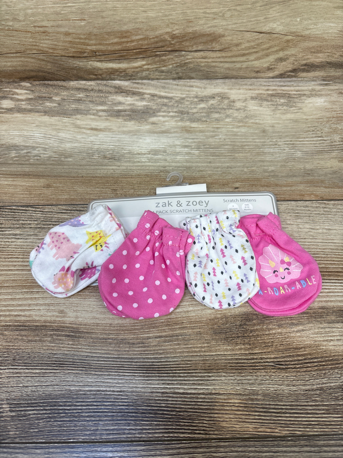 NEW Zak & Zoey 4pk No-Scratch Mittens Pink sz 0-12m