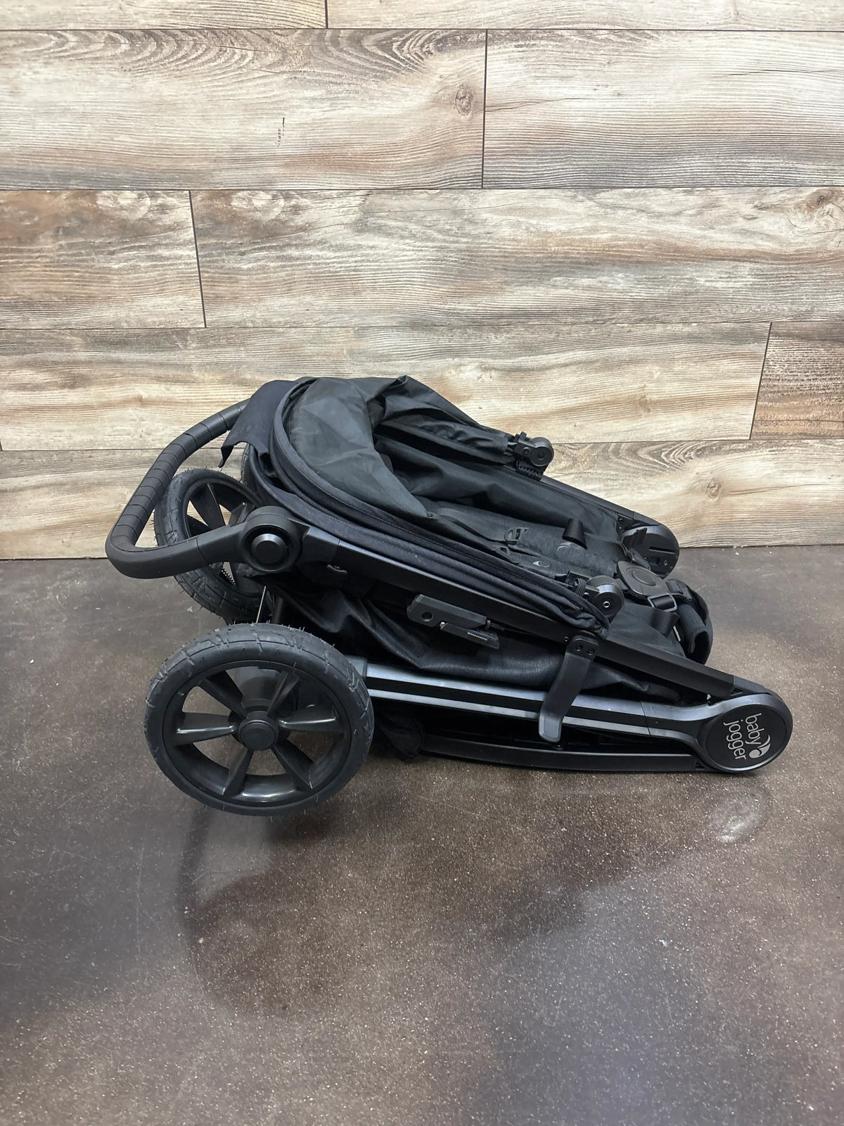 Folded Baby Jogger City Mini GT2 All Terrain Stroller in Opulent Black