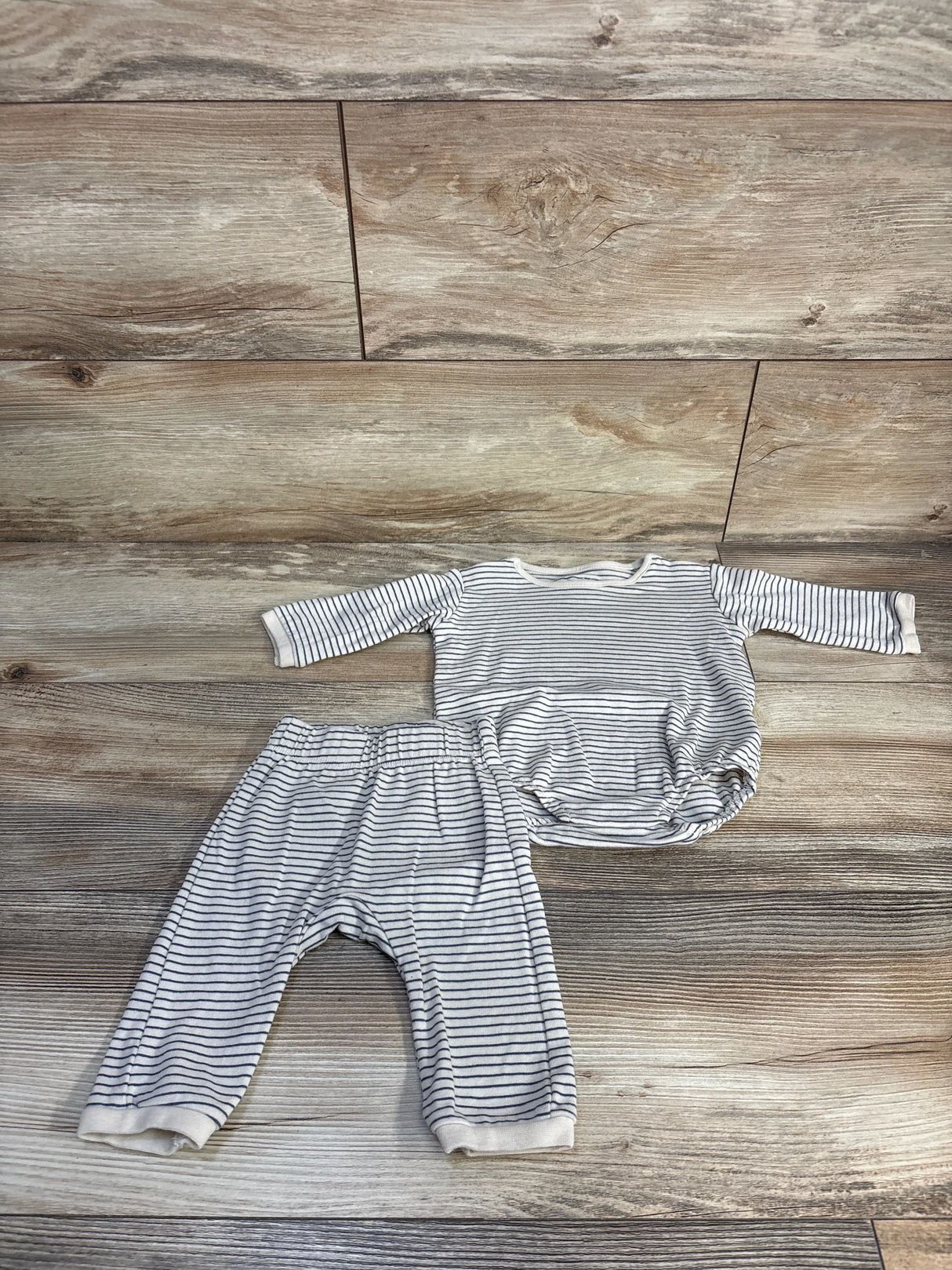 H&M Organic 2pc Striped Long-Sleeve Bodysuit & Pants Set Cream sz 3m