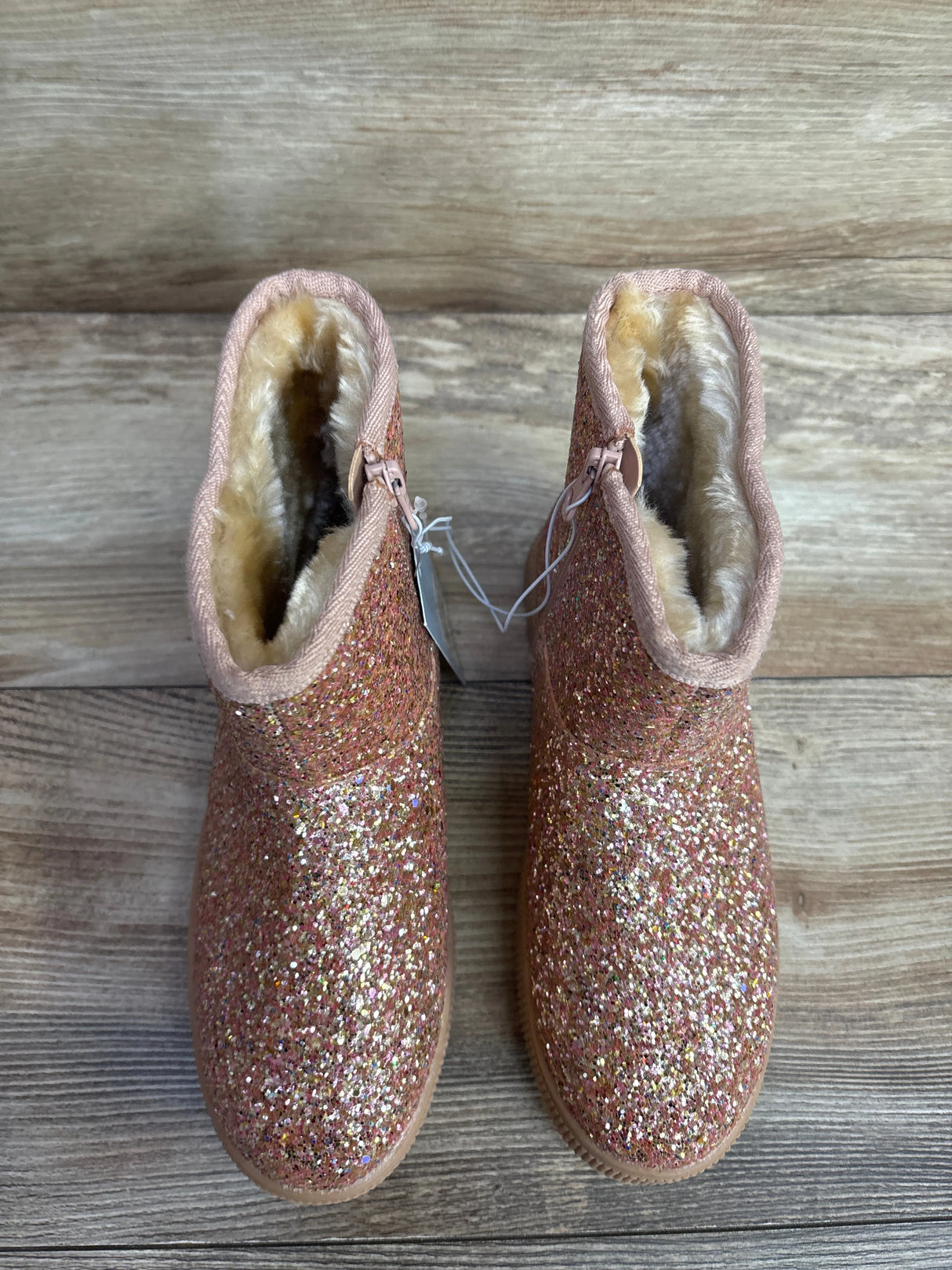 NEW Cat & Jack Holland Shearling Style Boots Rose Gold sz 3Y