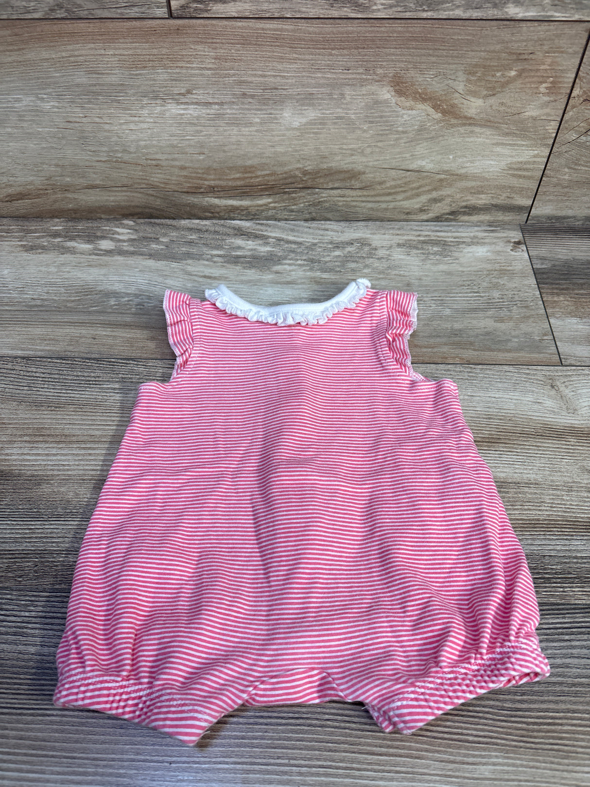 Little Me Striped Button-Front Shortie Romper Pink sz 6m