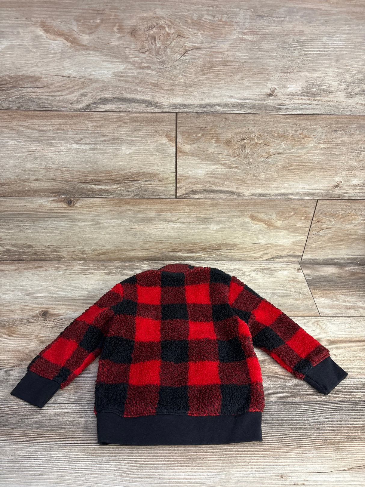 NEW Cat & Jack Plush Buffalo Plaid Full Zip Jacket Red sz 12m