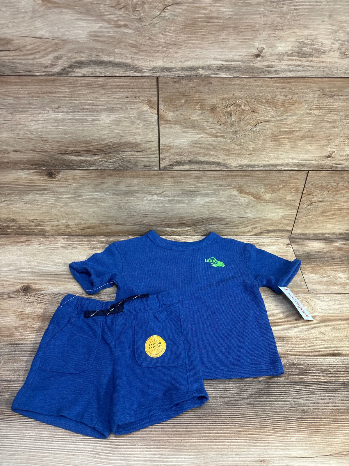 Cat & Jack 2Pc French Terry Later Gator shirt and shorts set in blue for size 18m
