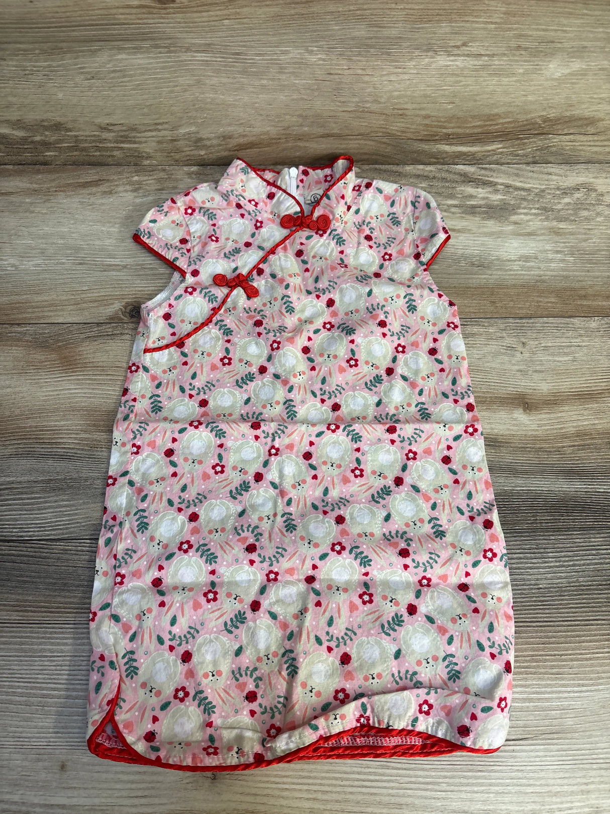AIMAOMI Bunny Print Chinese Dress Pink sz 9-12m