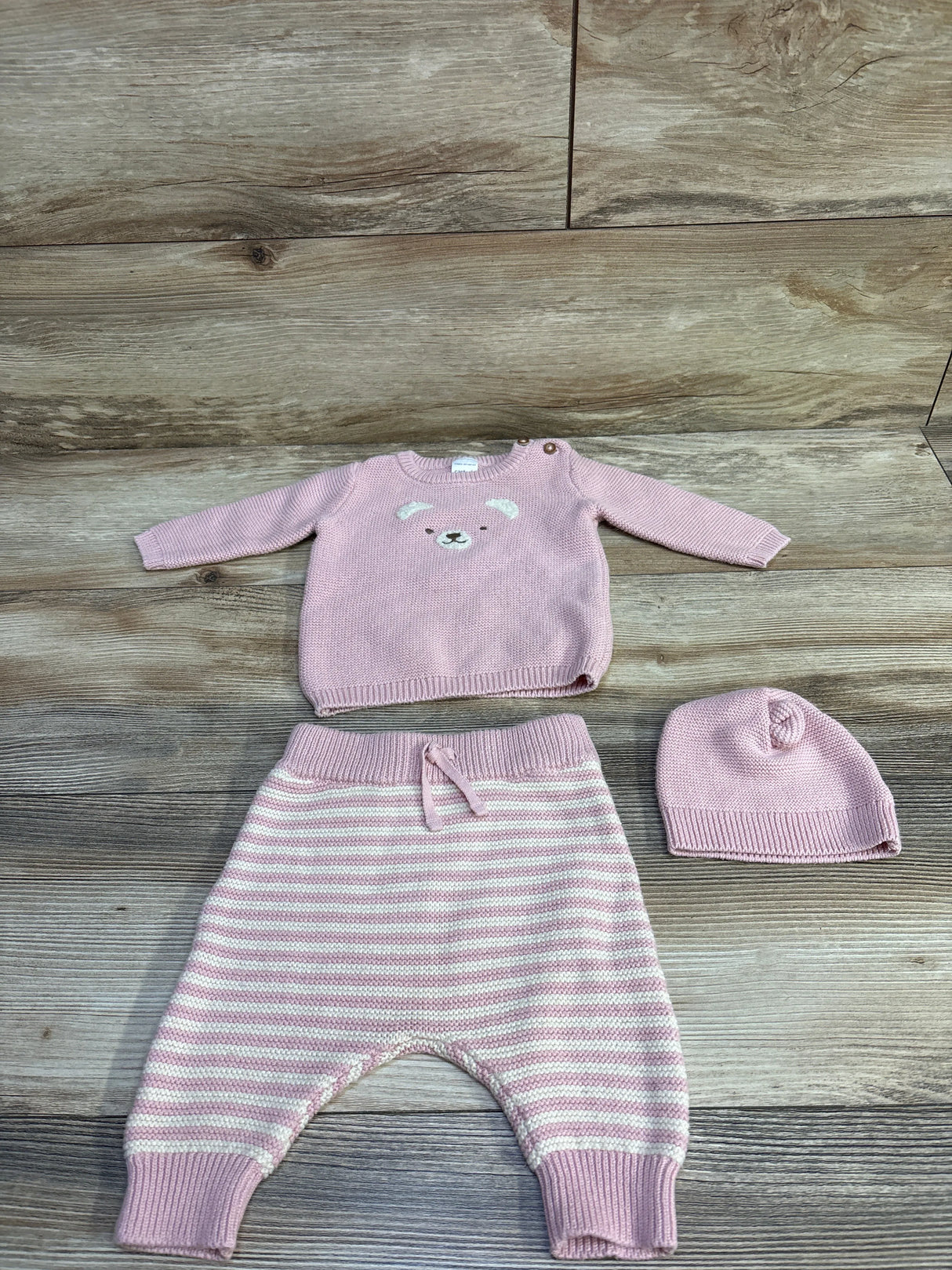 Just One You 3pc Knit Sweater, Pants, & Hat Set Pink sz 3m