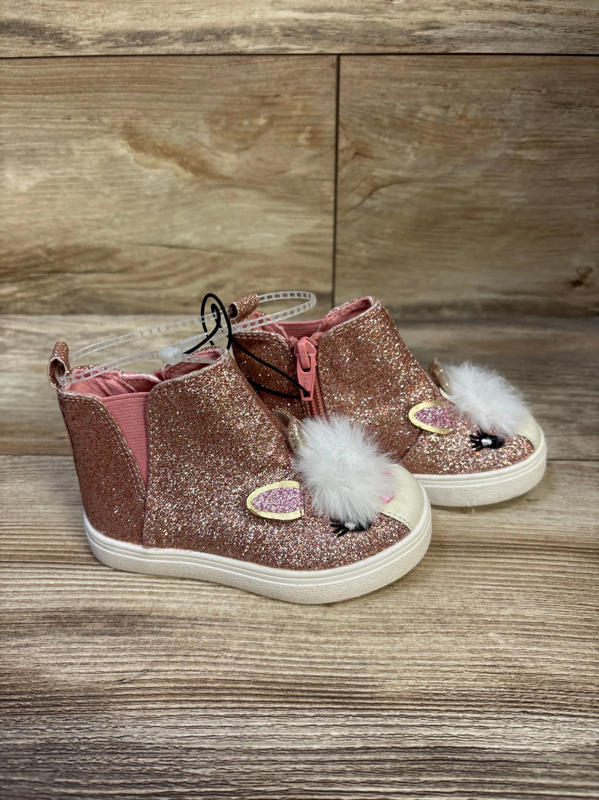 NEW BC Footwear Glitter Unicorn Slip-On Boots Pink sz 6c
