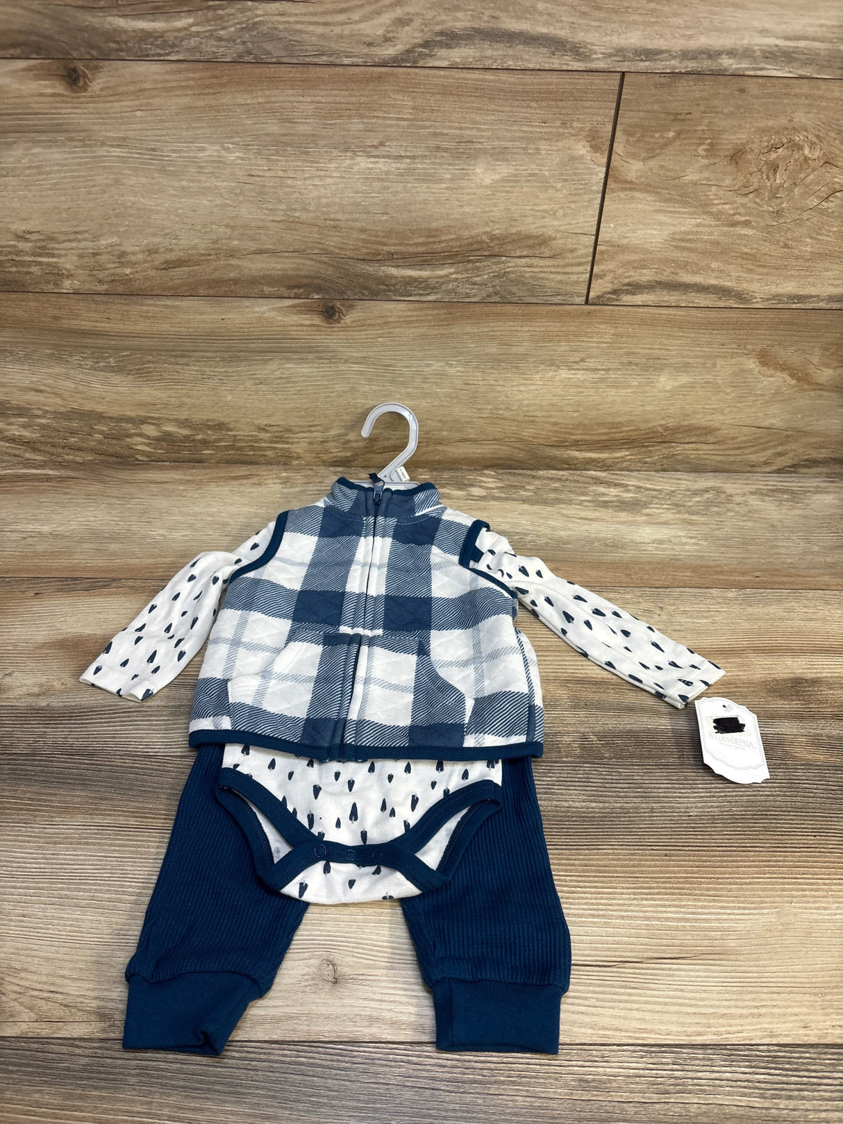 NEW Kyle + Deena 3pc Vest, Bodysuit & Joggers Set Blue sz 6-9m