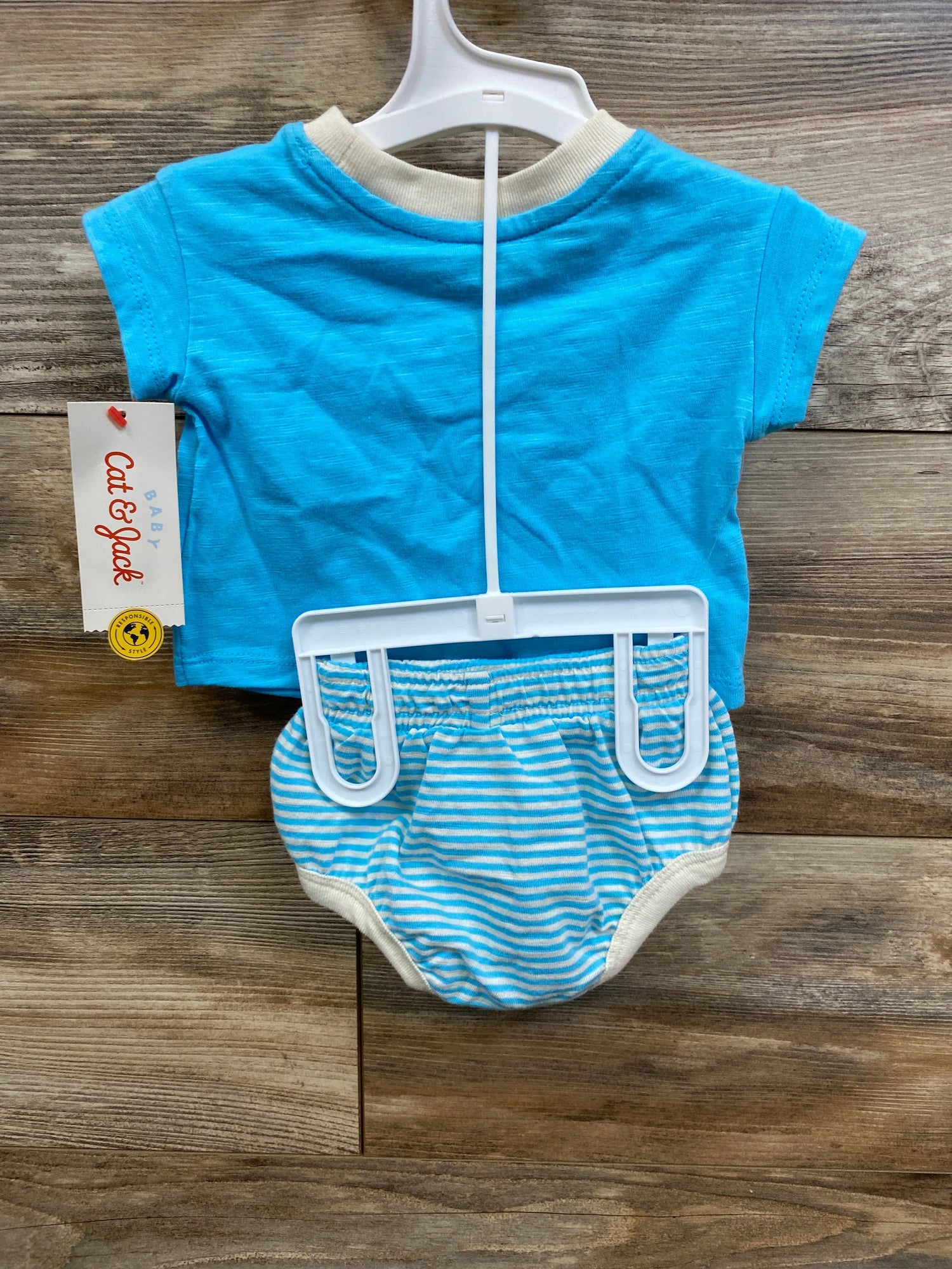 NEW Cat & Jack 2pc Beach Baby Shirt & Bottoms Blue sz Newborn - Me n Mommy To Be