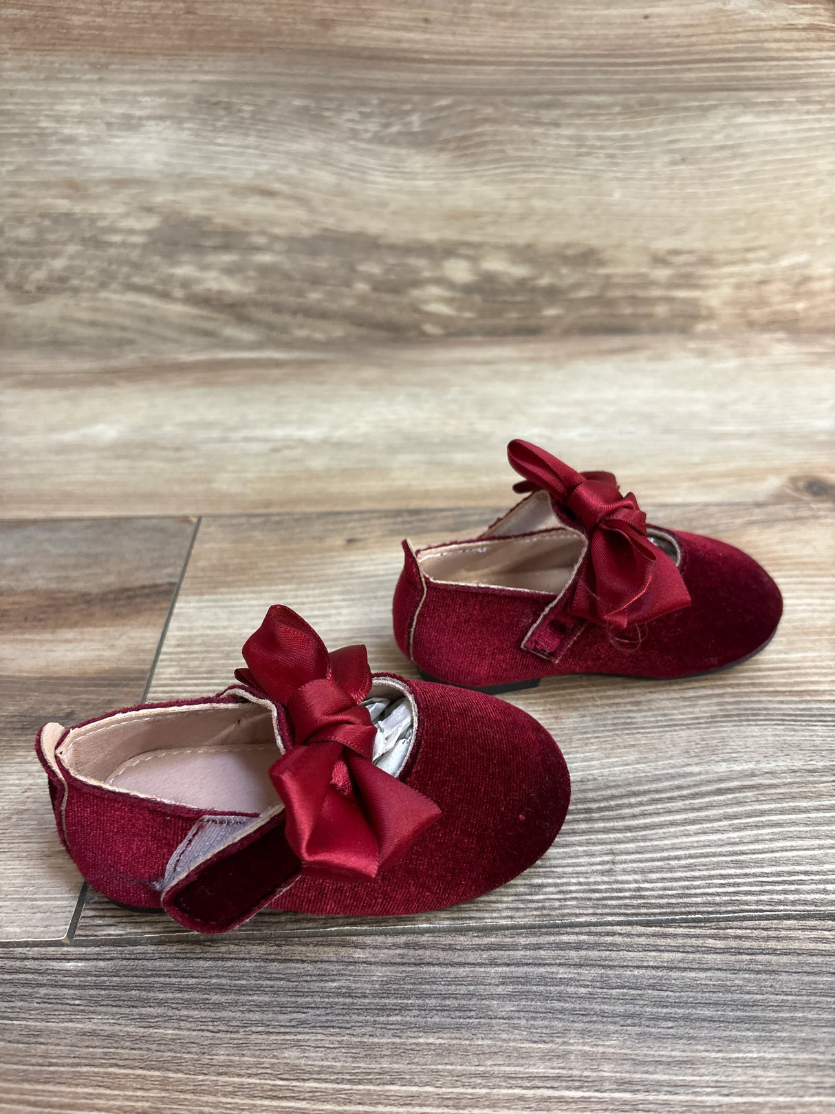 NEW Velvet Mary Jane Bow Flats Red sz 3.5c