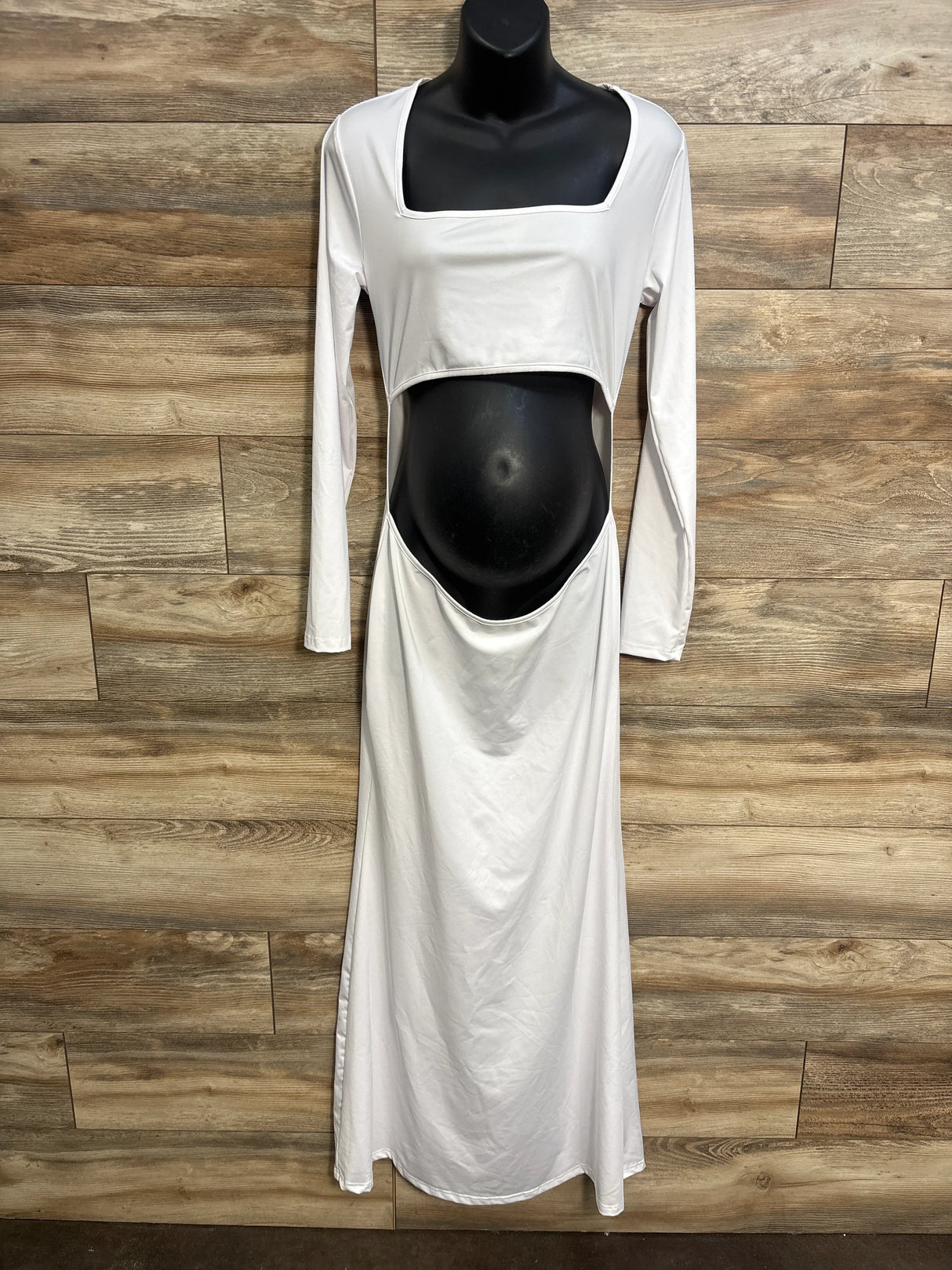 Bhome Maternity Photoshoot Belly Cutout Maxi Dress White sz XL
