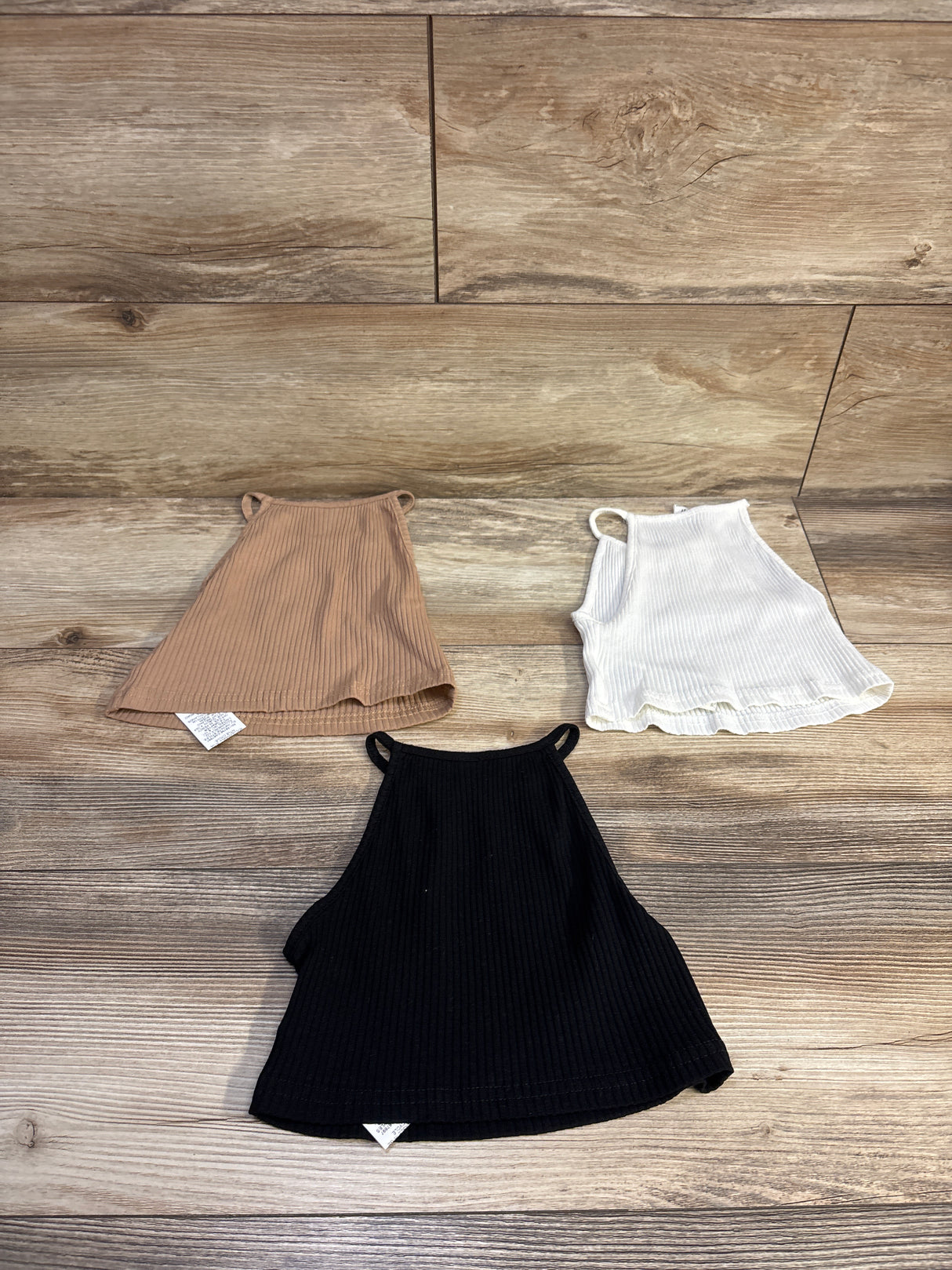 Shein 3pk Ribbed Tank Tops White/Black/Tan sz 2-3T