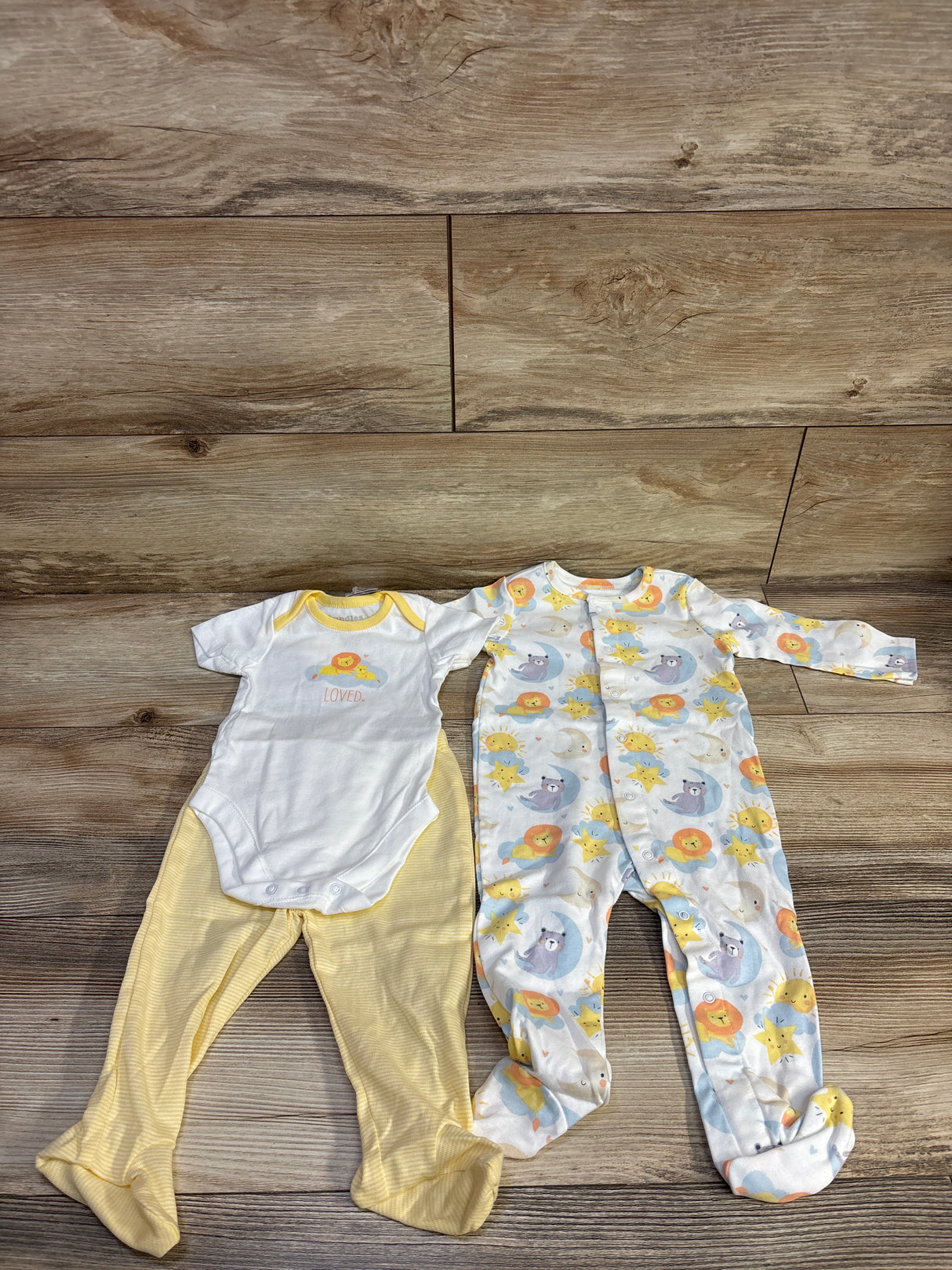 NEW Children's Place 3pc Sleeper, Bodysuit, & Pants Set White sz 3-6m