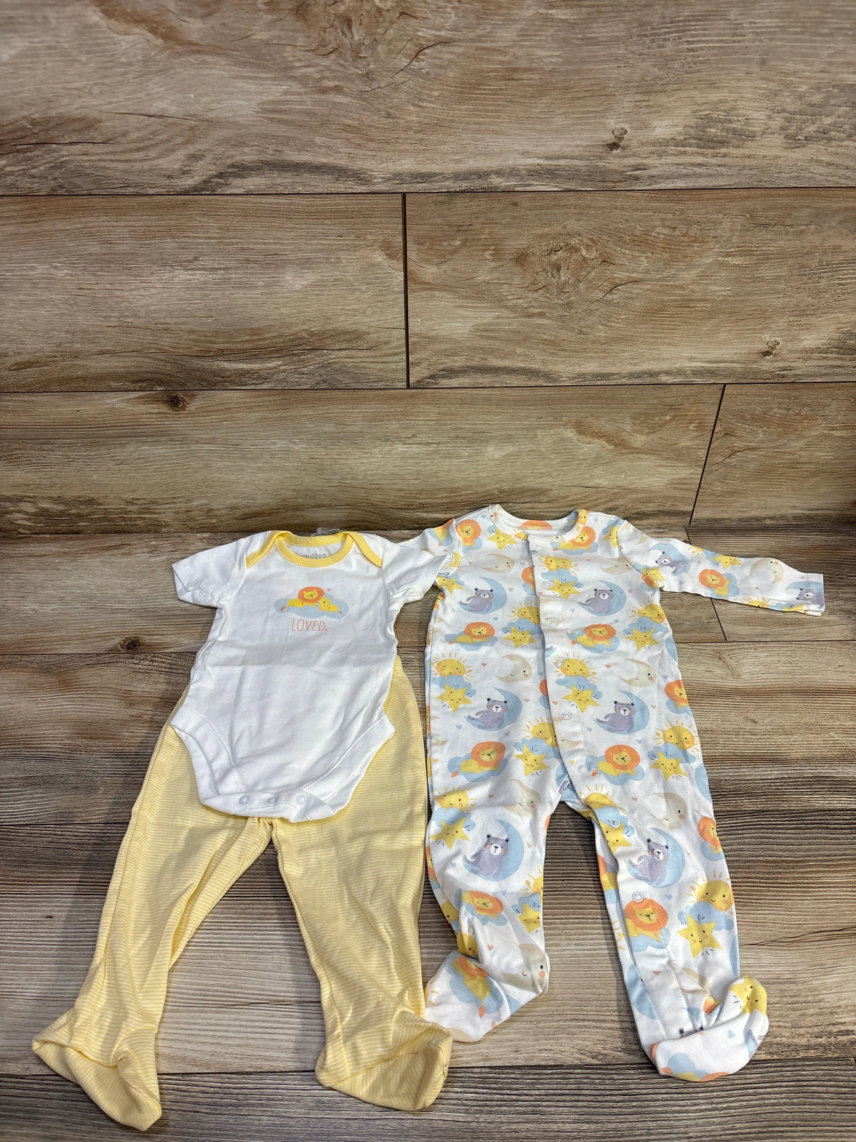 NEW Children's Place 3pc Sleeper, Bodysuit, & Pants Set White sz 3-6m
