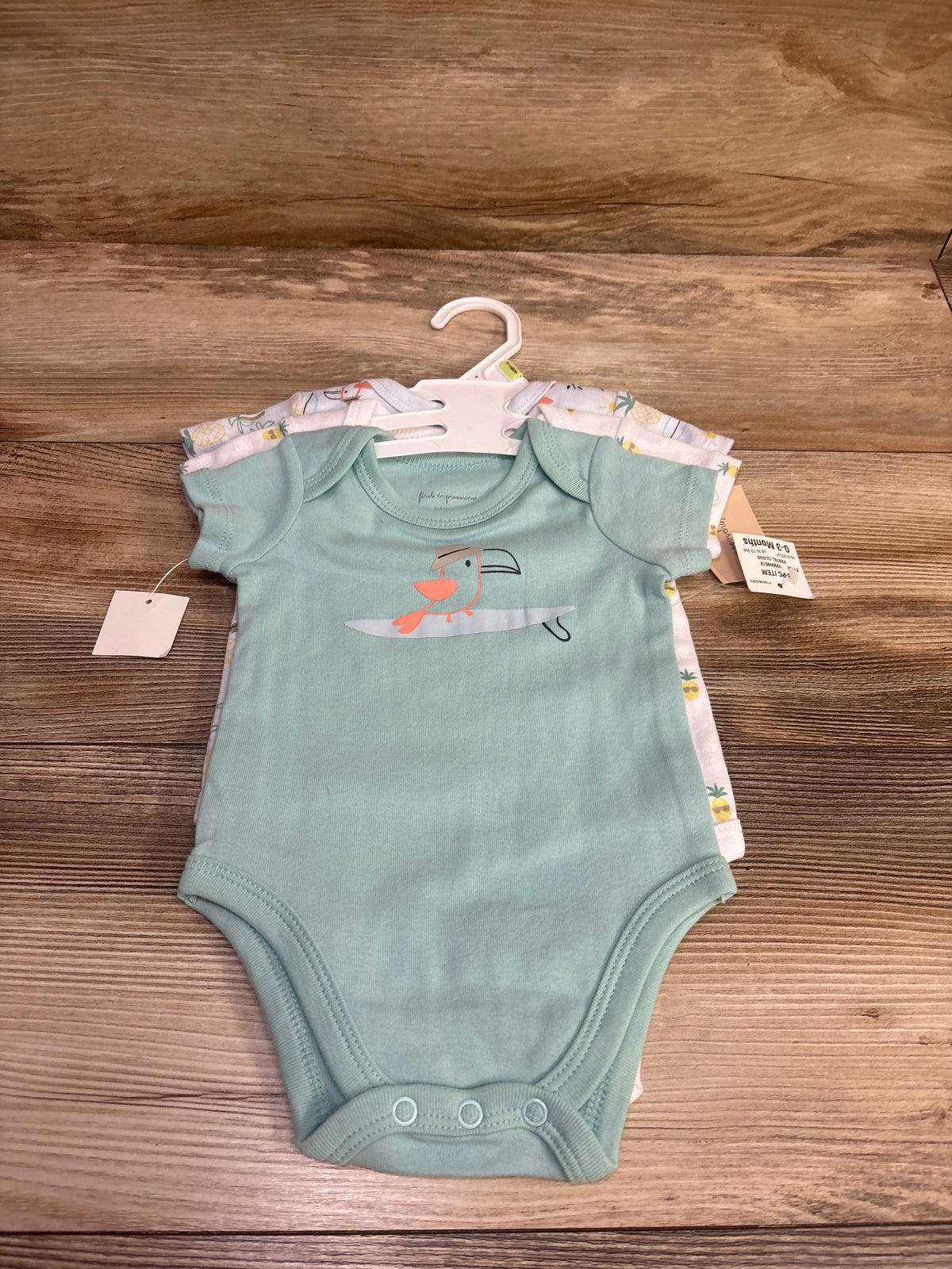 NEW First Impressions 3pk Bodysuits Blue sz 0-3m