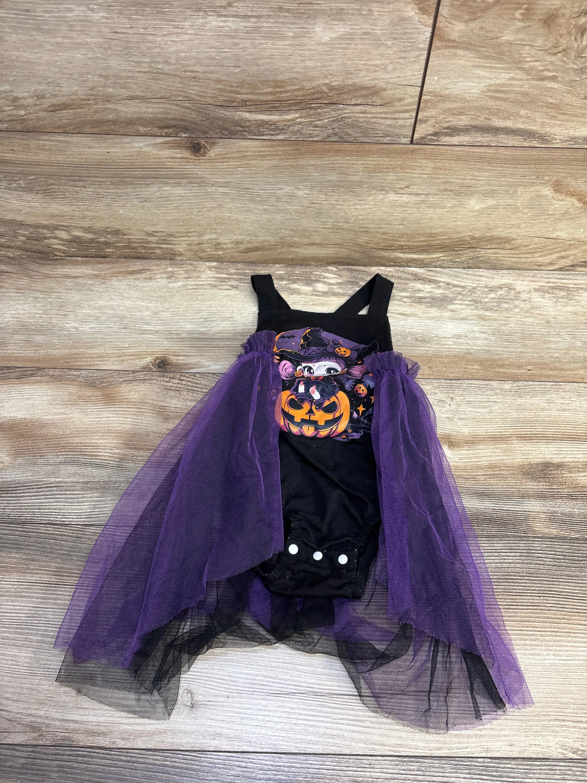Shein Halloween Tulle Cape Bubble Romper Black sz 6-9m