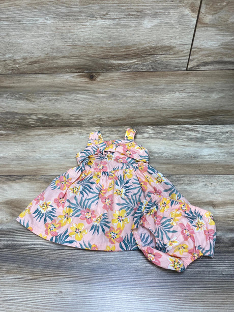 Little Lass Tropical Dress & Bloomers Coral sz 3-6m - Me n Mommy To Be
