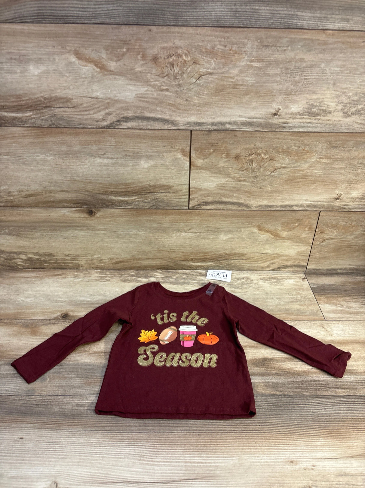 NEW Children's Place 'Tis The Season Shirt Maroon sz 2T