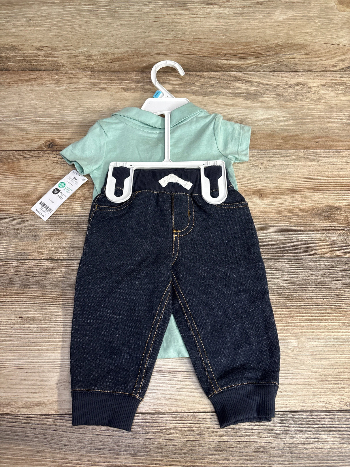 NEW Carter's Polo Dinosaur Bodysuit & Joggers Set Sage sz 6m