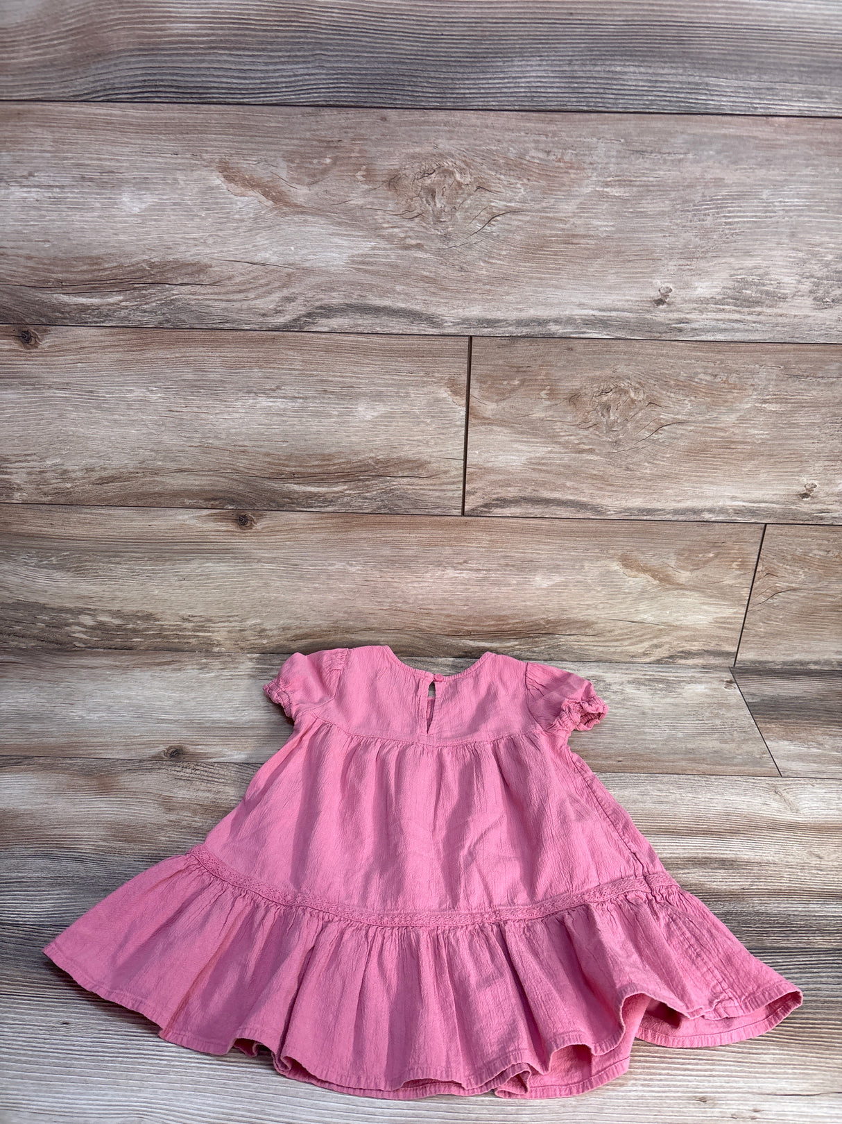 Old Navy Pintucked Crochet-Trim Crepe Swing Dress Pink sz 2T
