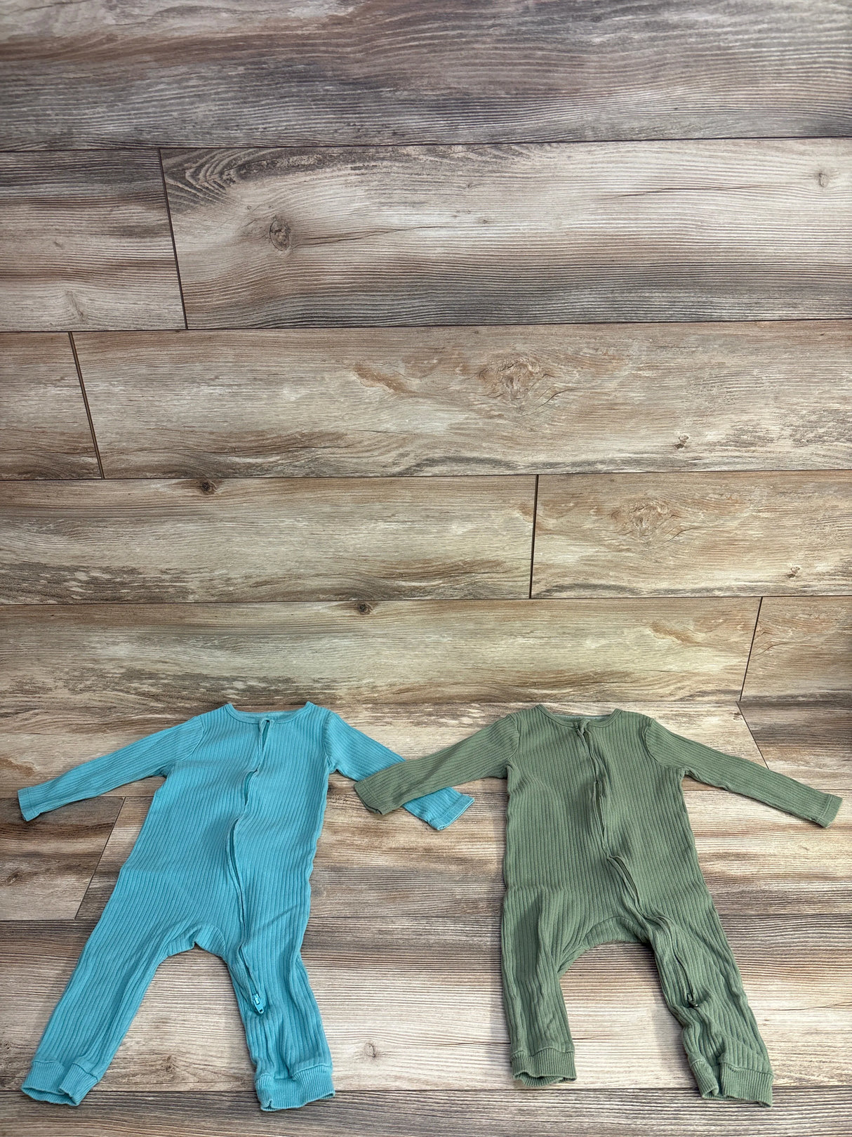 Cloud Island 2pk Ribbed Footless Sleeper Green sz 12m