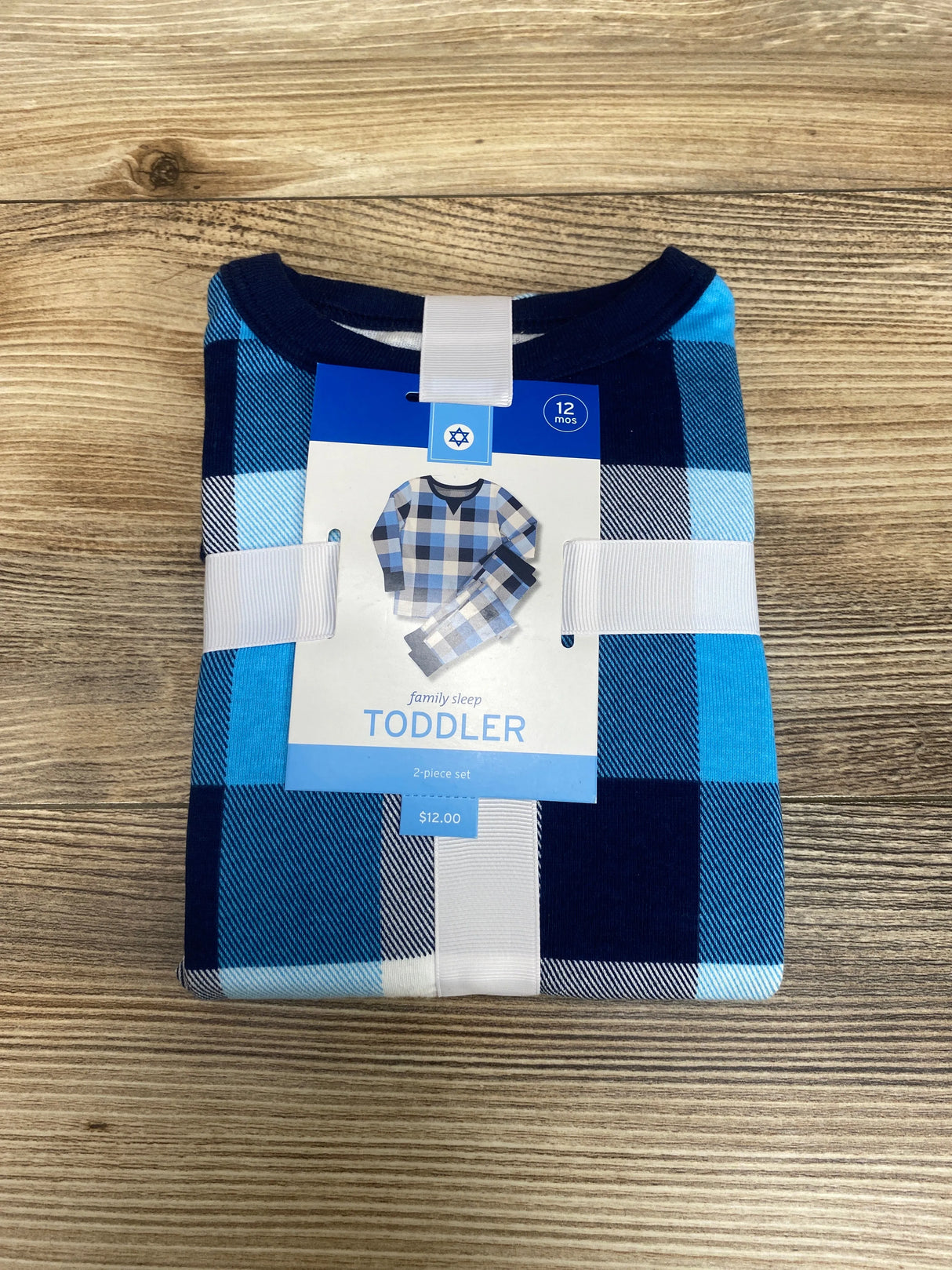 NEW Wondershop 2pc Buffalo Check Pajama Set Blue sz 12m - Me n Mommy To Be