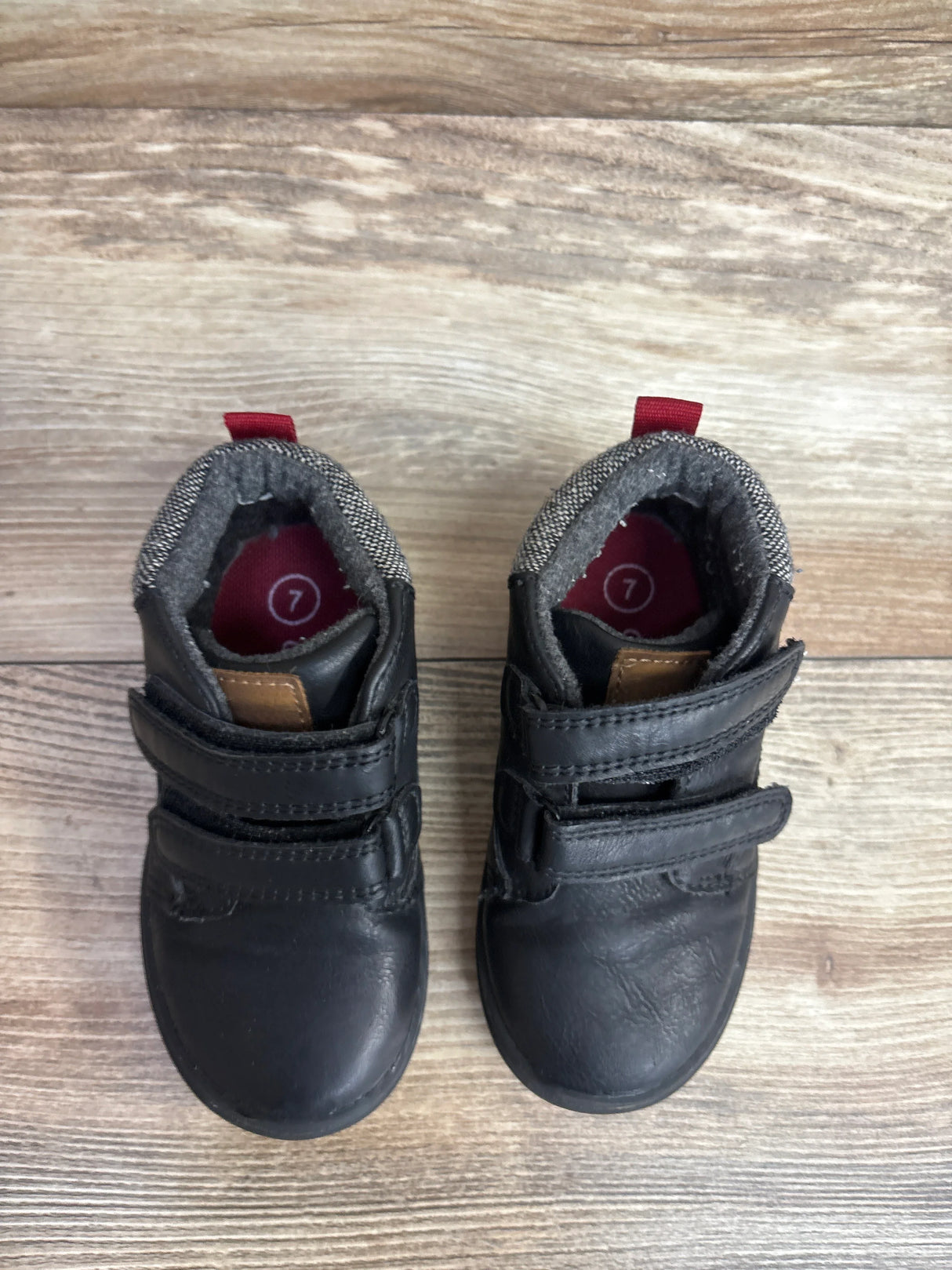 Cat & Jack Double Velcro Haider Boots Black sz 7c