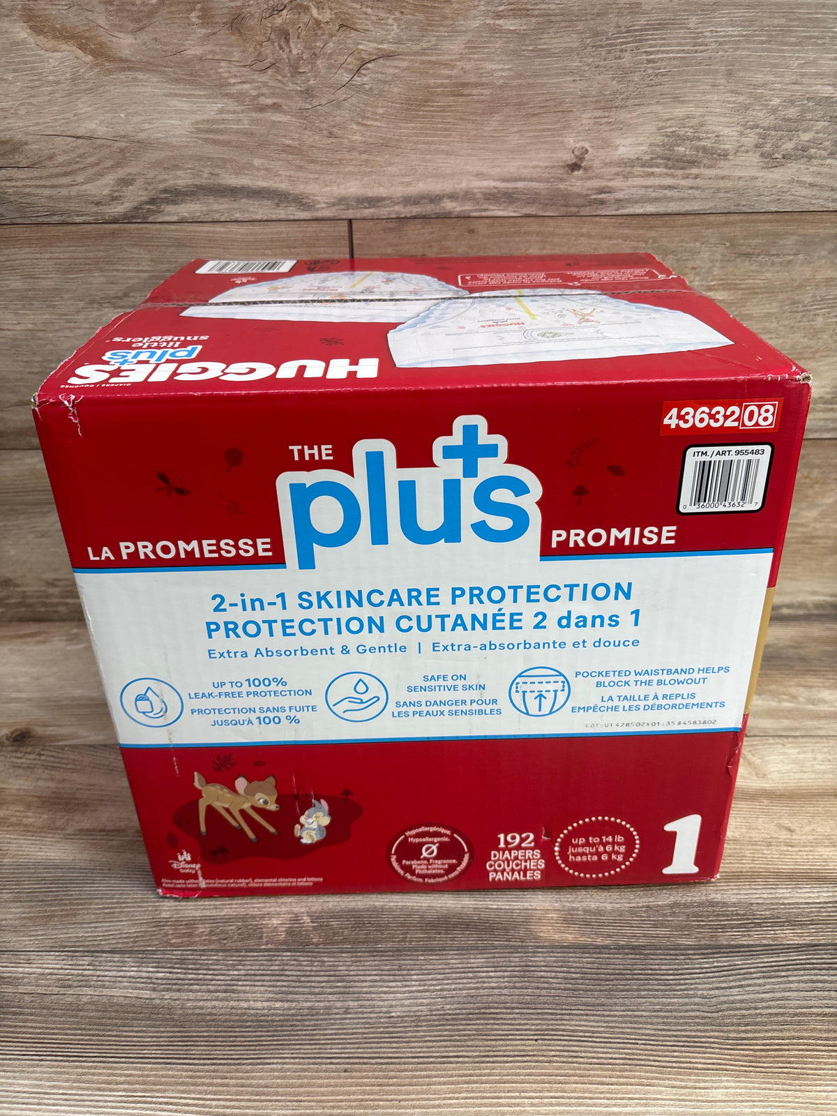NEW Huggies Plus Little Snugglers Diapers 192ct, Size 1