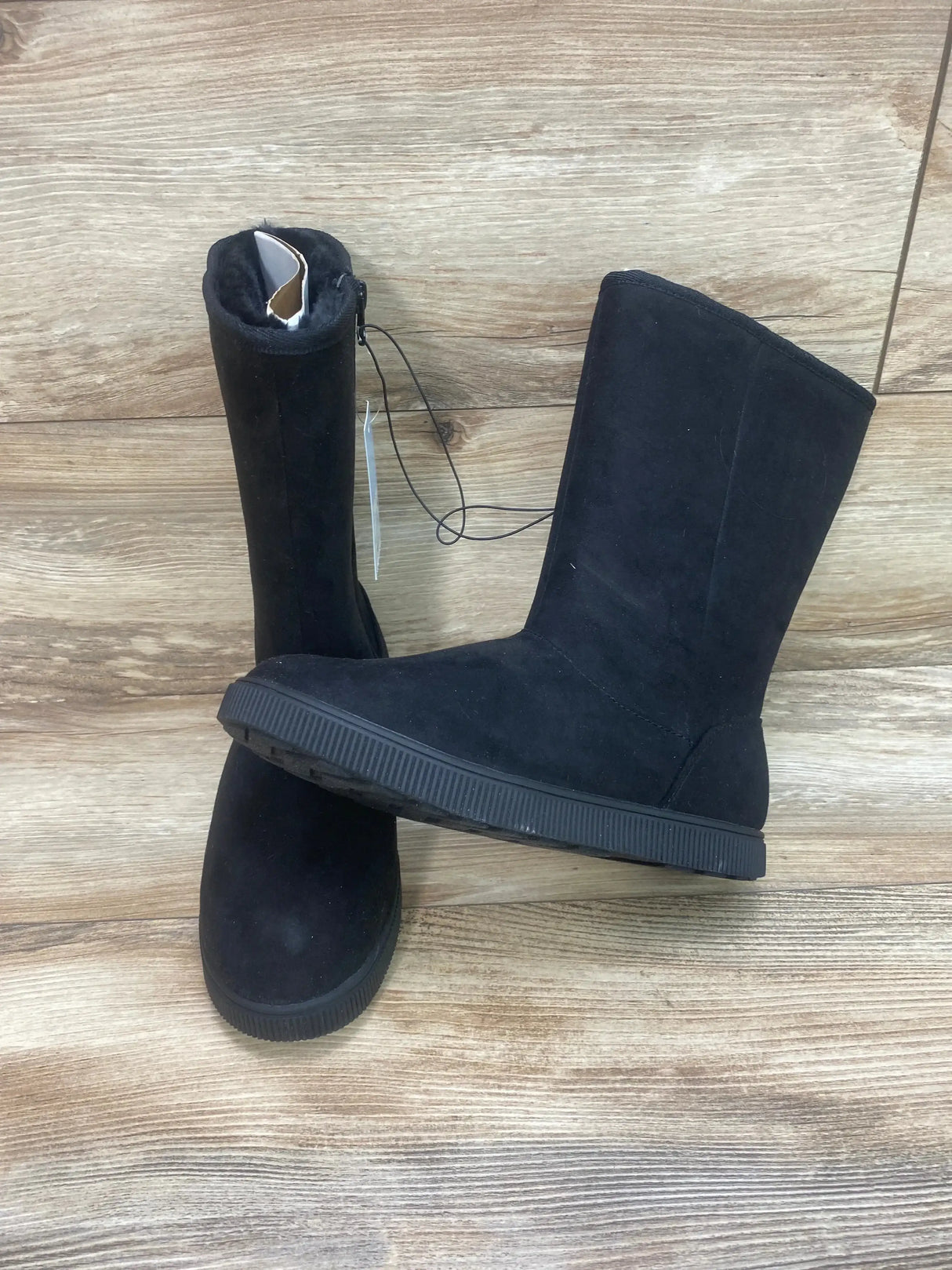 NEW Cat & Jack Natalia Tall Shearling Style Boots Black Sz 5Y - Me n Mommy To Be