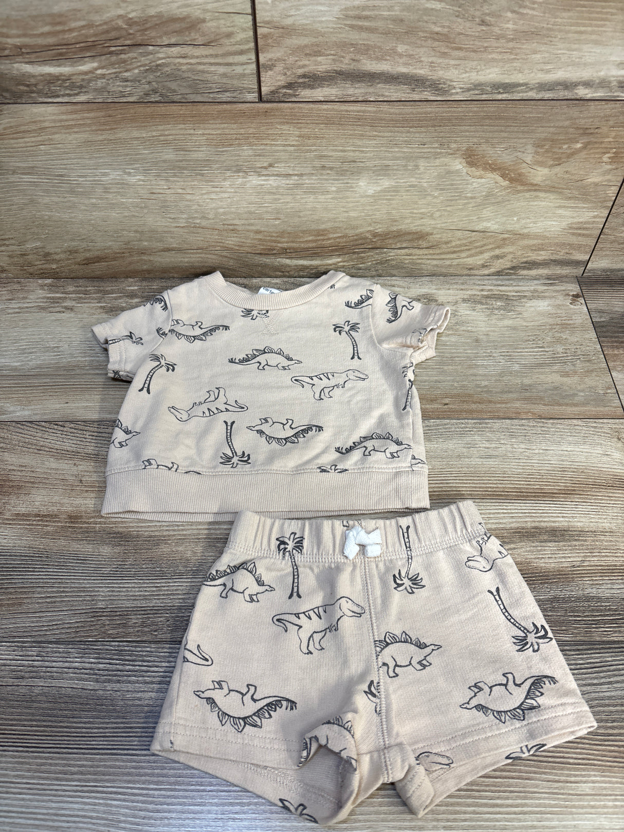 Carter's 2pc Dinosaur Print Sweatshirt & Bottoms Set Tan sz 6m