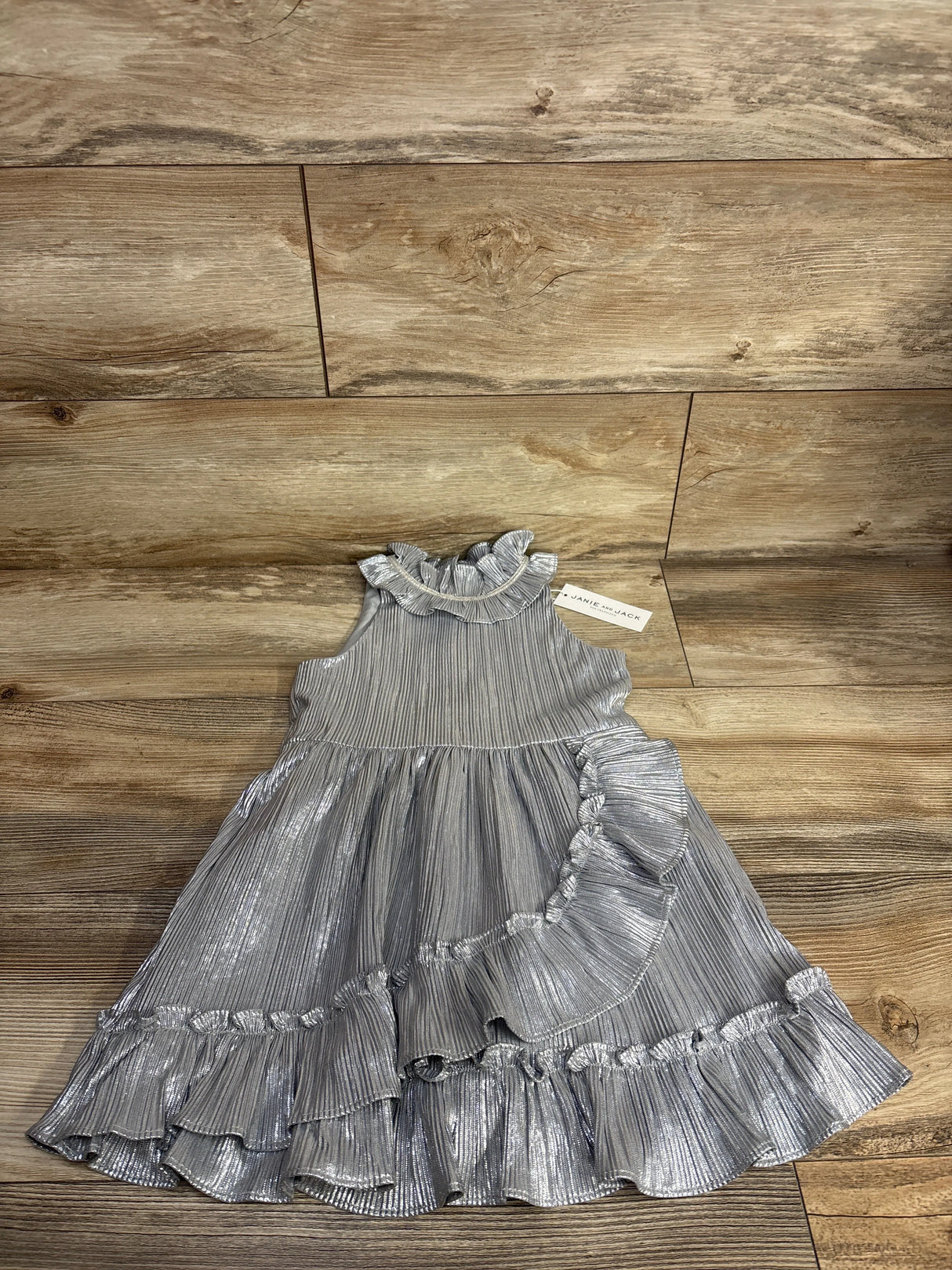 NEW Janie & Jack Metallic Plisse Ruffle Dress sz 4T
