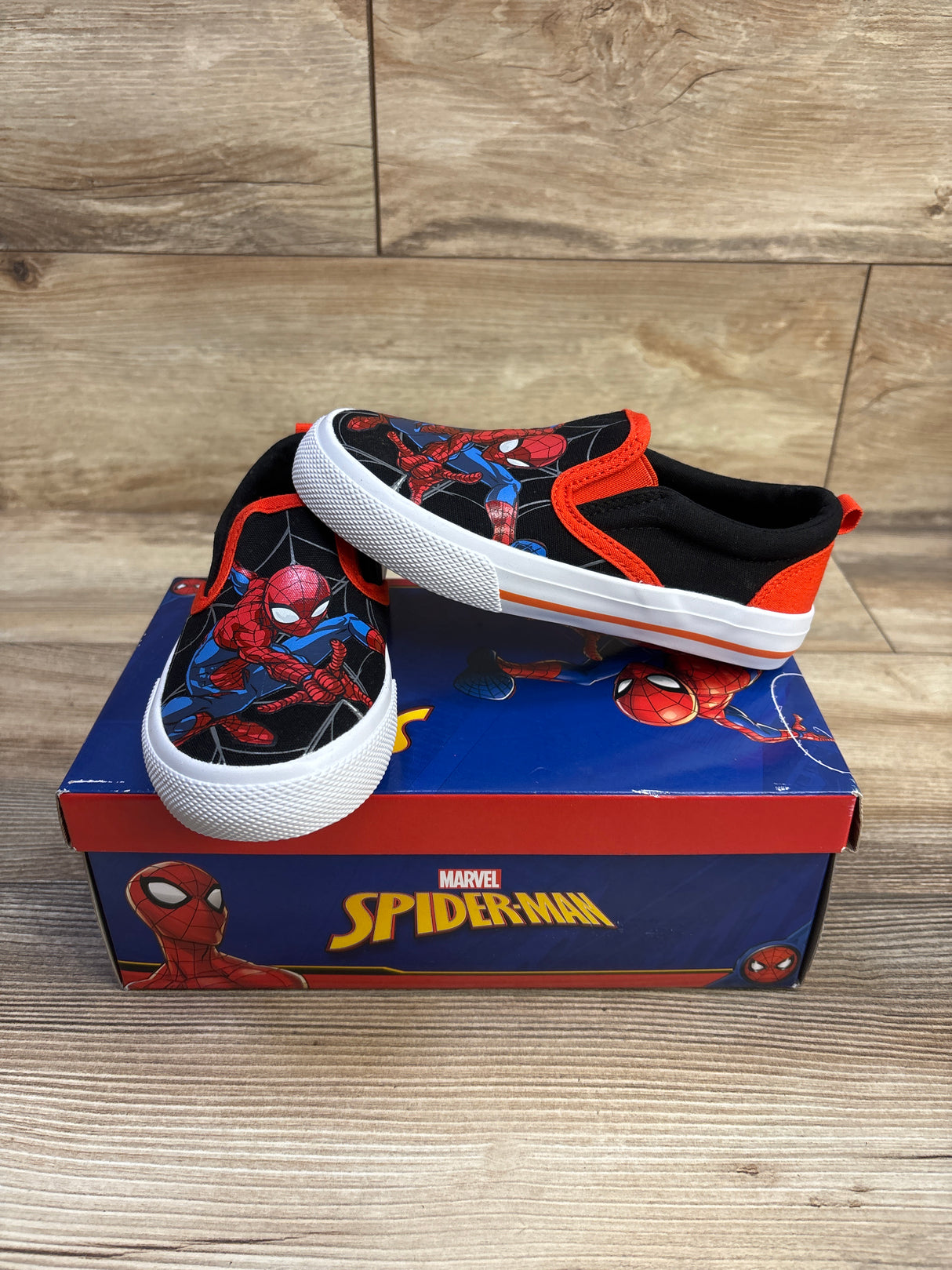 NEW Marvel Spiderman Twin Gore Slip-On Sneakers Black sz 11c