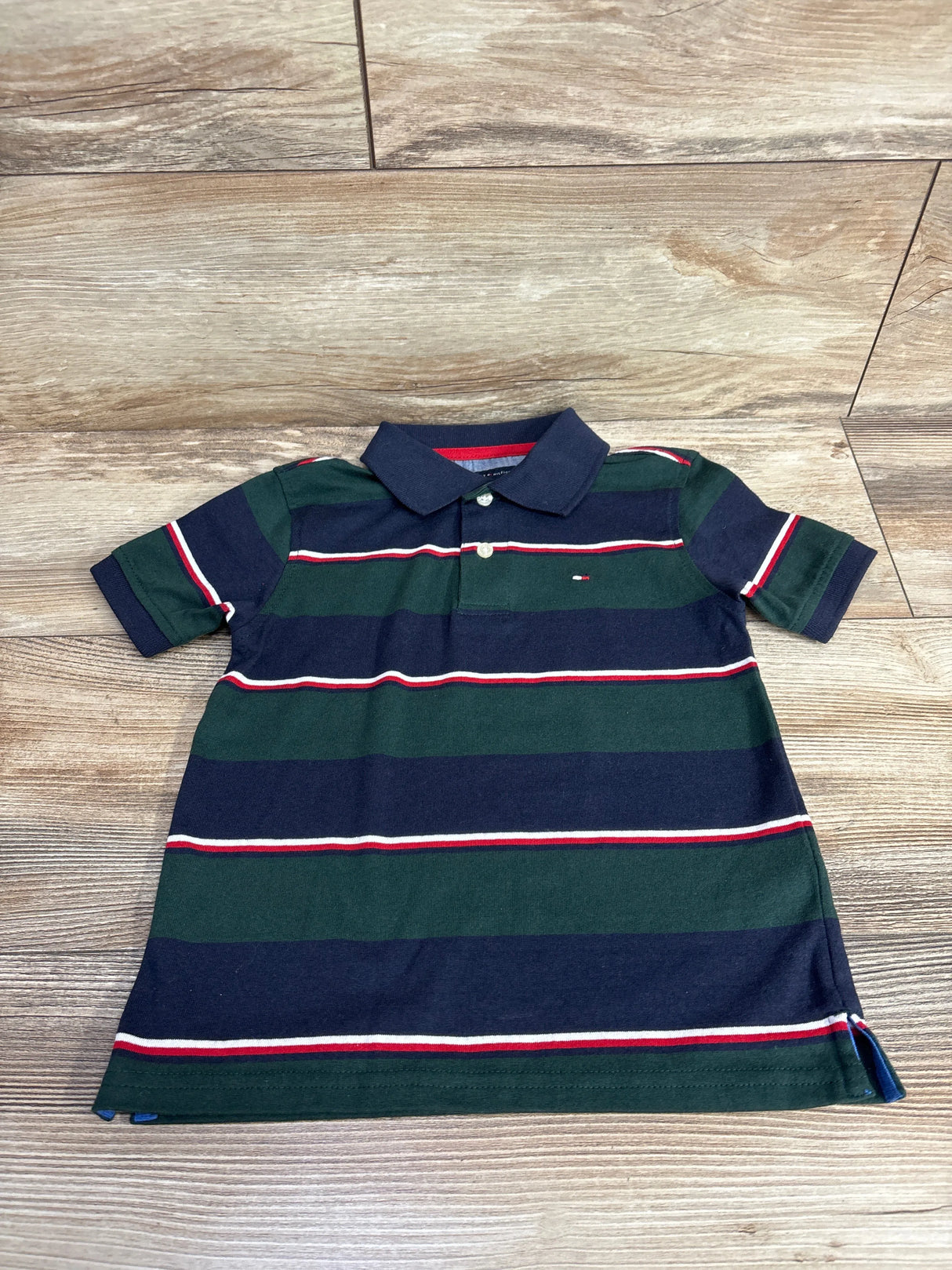 Tommy Hilfiger Striped Polo Shirt Green/Navy sz 3T