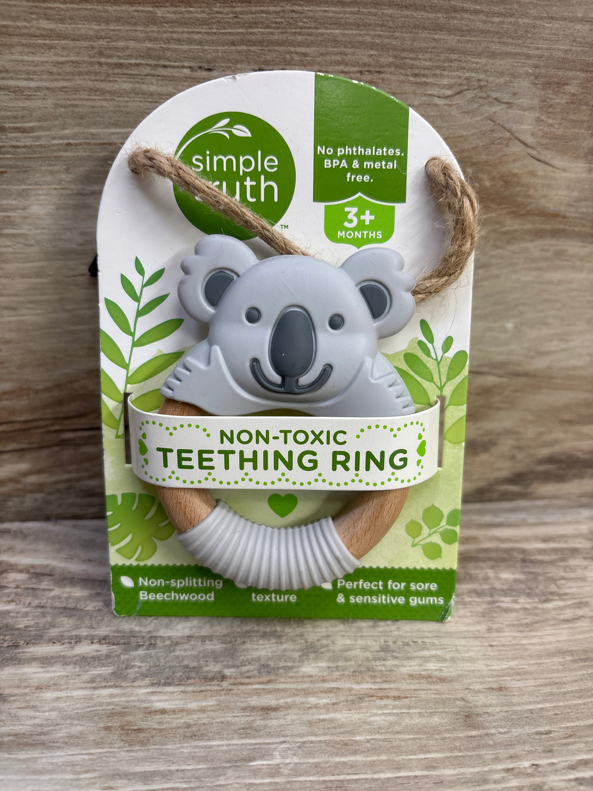 NEW Simple Truth Koala Teething Ring Grey