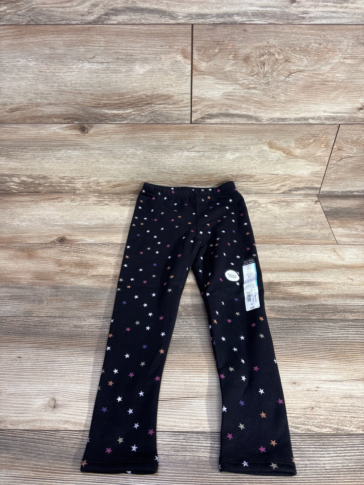 NEW Okie Dokie Star Print Fleece Lined Leggings Black sz 5T