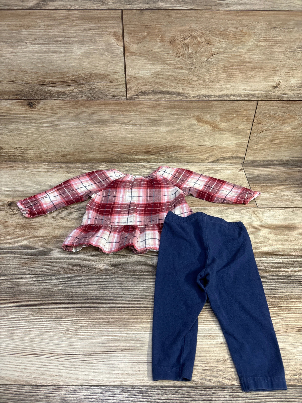 Carter's 2pc Plaid Peplum Top & Pants Set Red sz 9m
