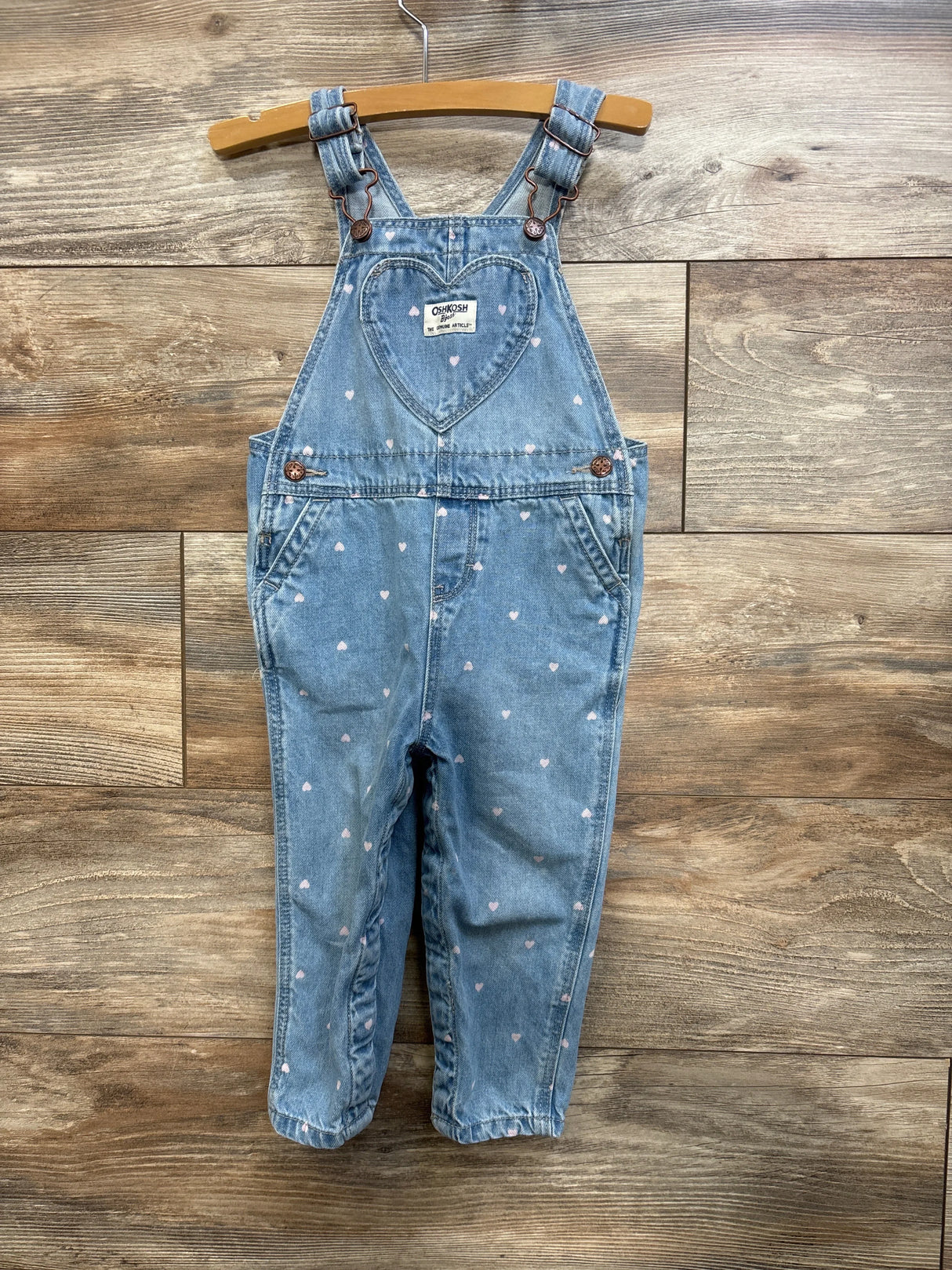 OshKosh Heart Print Denim Overalls Blue sz 24m