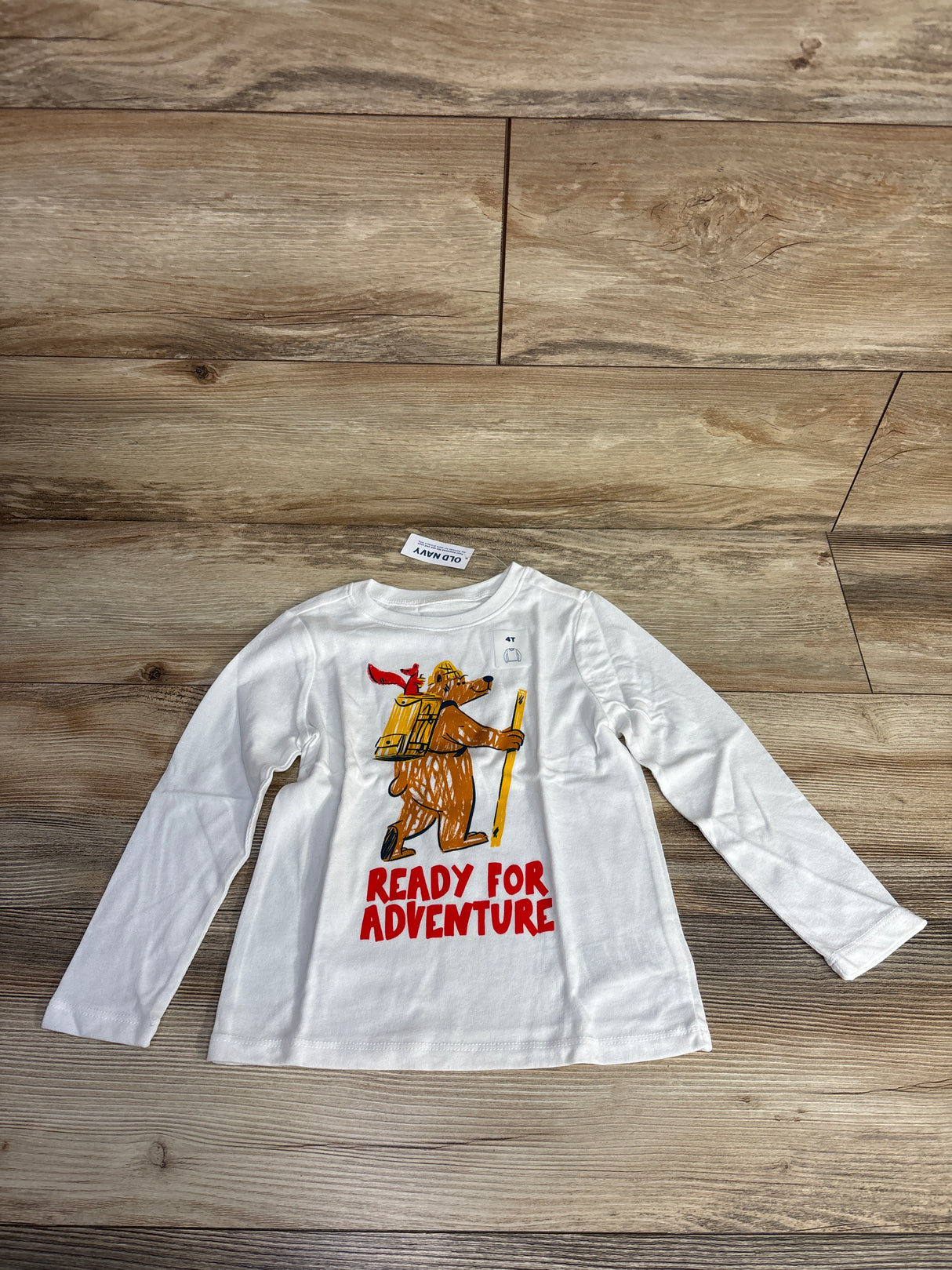NEW Old Navy Hiking Bear Shirt White sz 4T